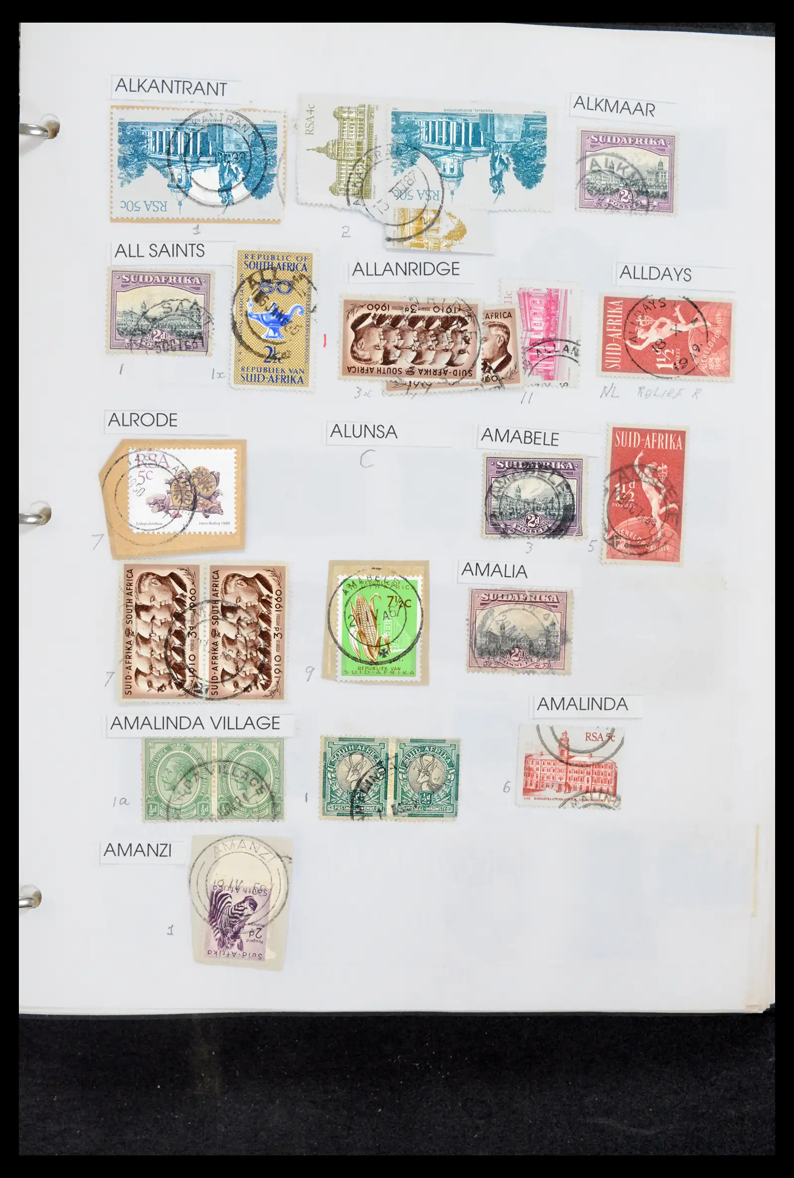 40574 0006 - Stamp collection 40574 South Africa and territories cancels 1870-1990.