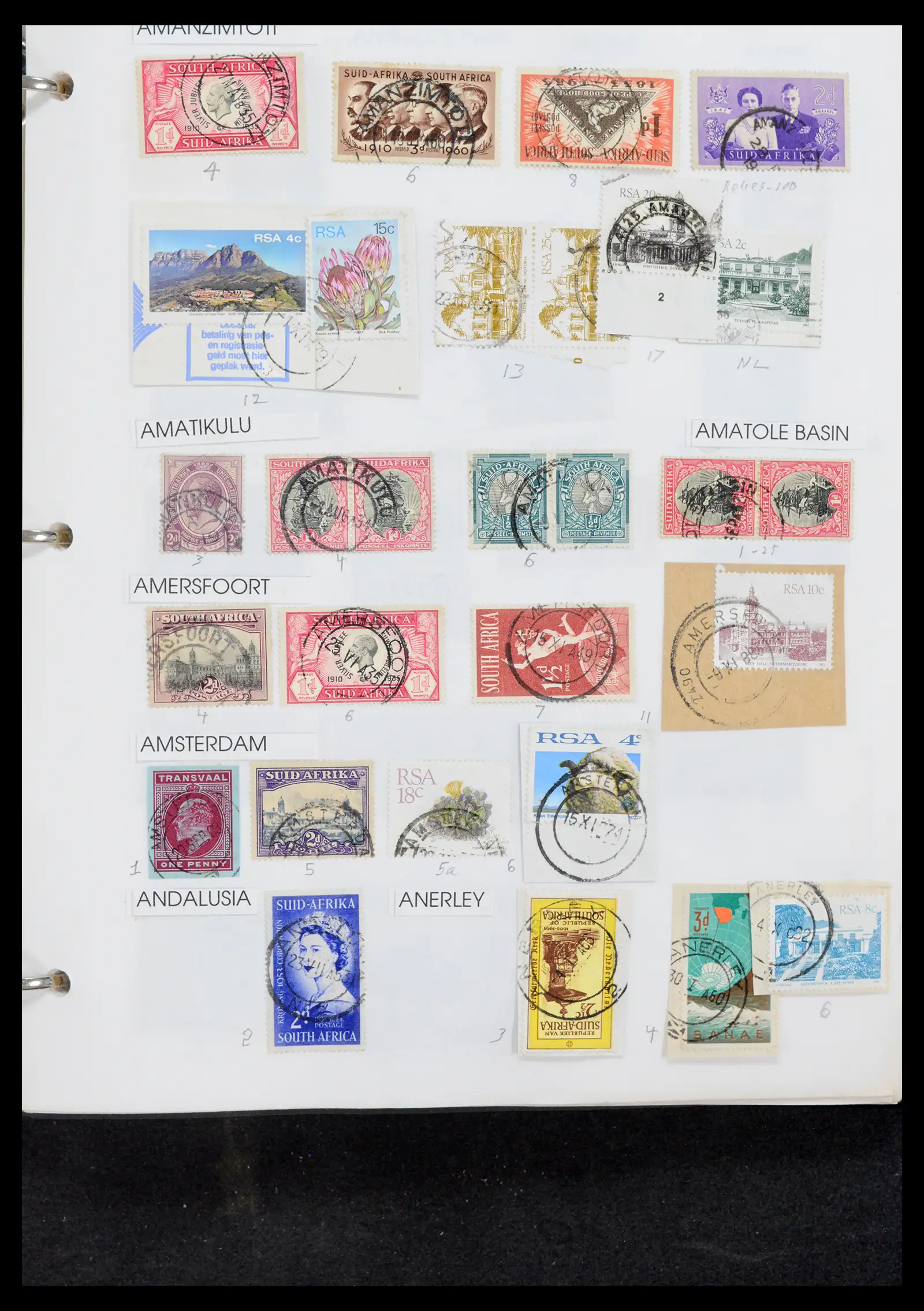 40574 0007 - Stamp collection 40574 South Africa and territories cancels 1870-1990.