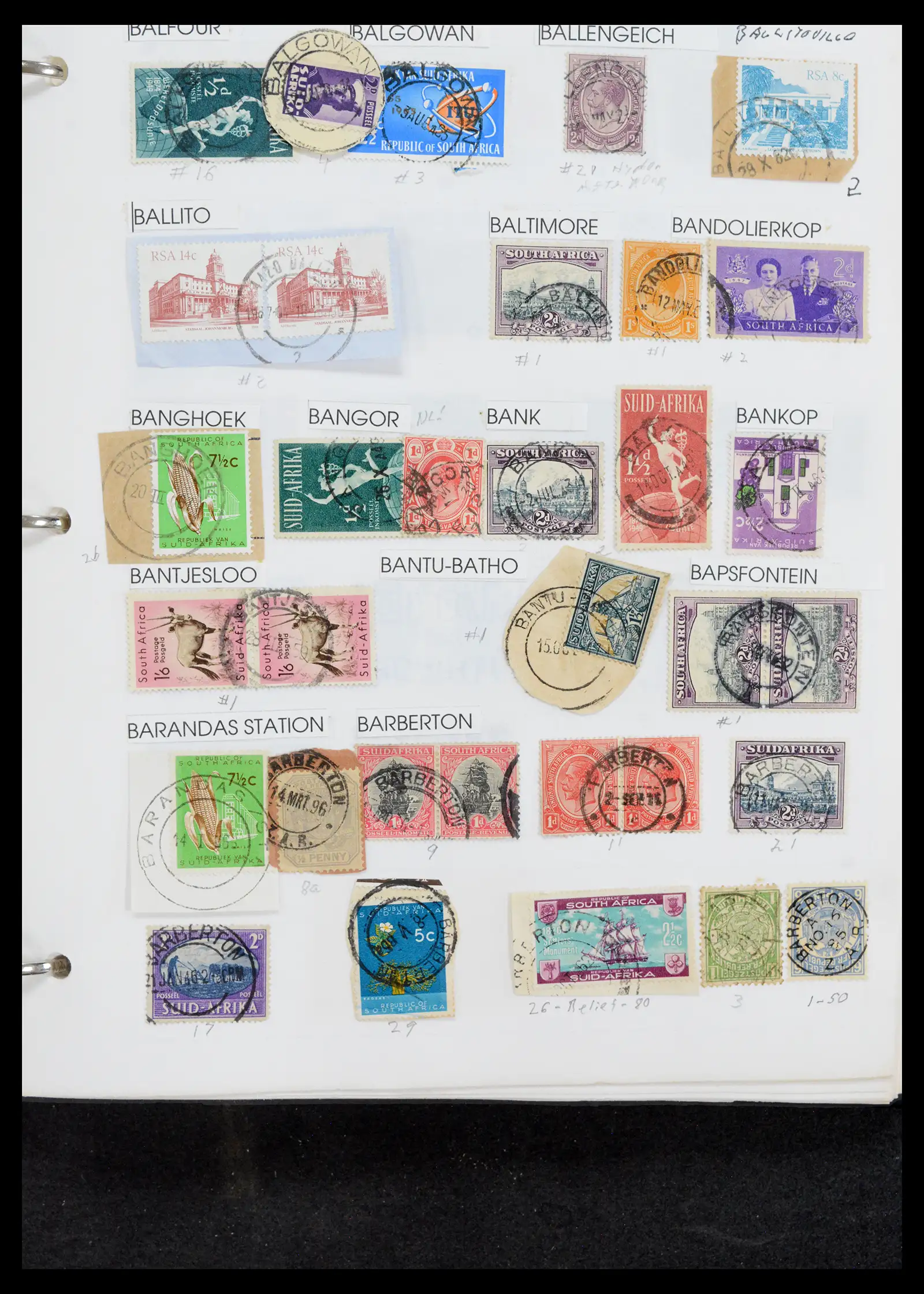 40574 0012 - Stamp collection 40574 South Africa and territories cancels 1870-1990.