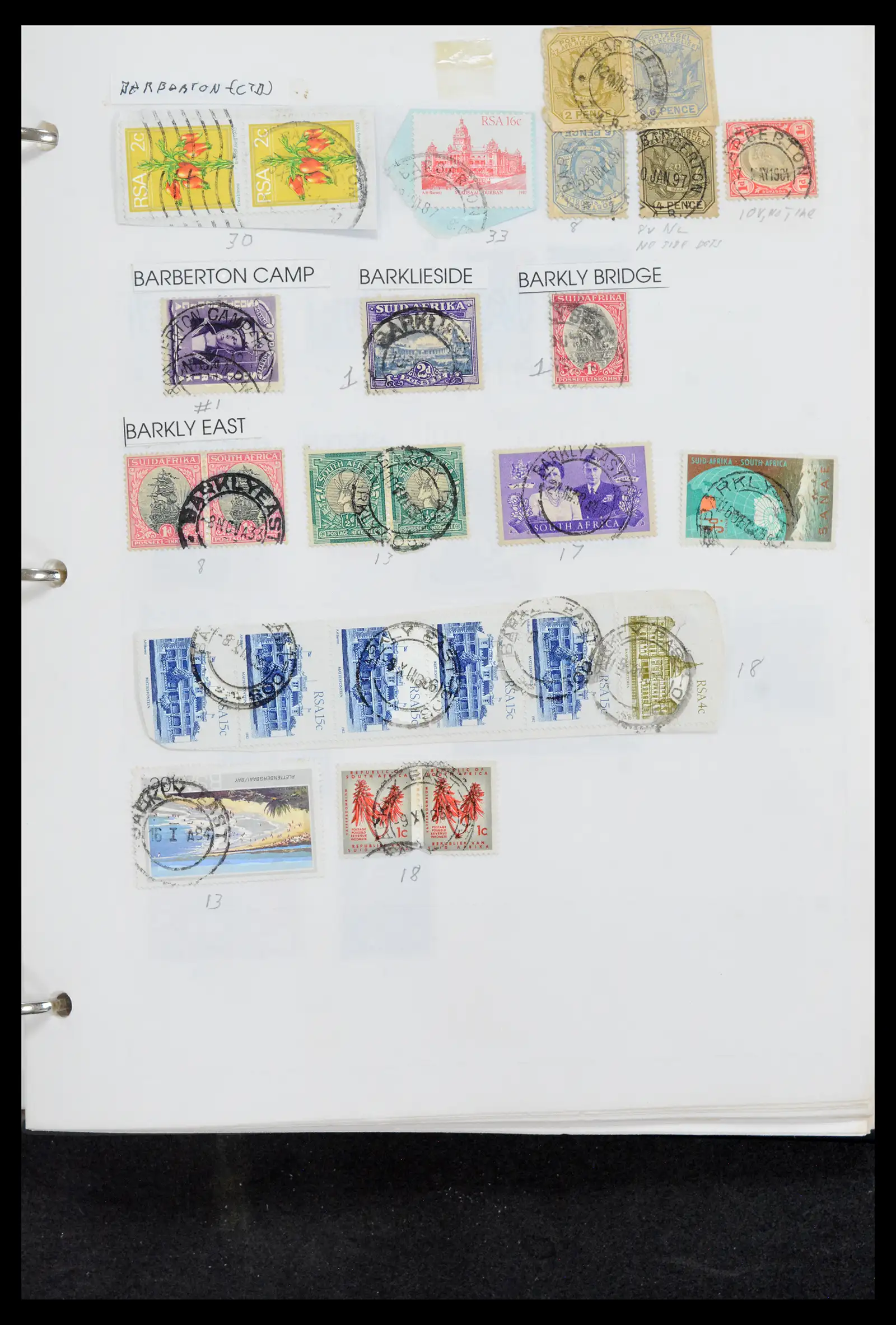 40574 0013 - Stamp collection 40574 South Africa and territories cancels 1870-1990.