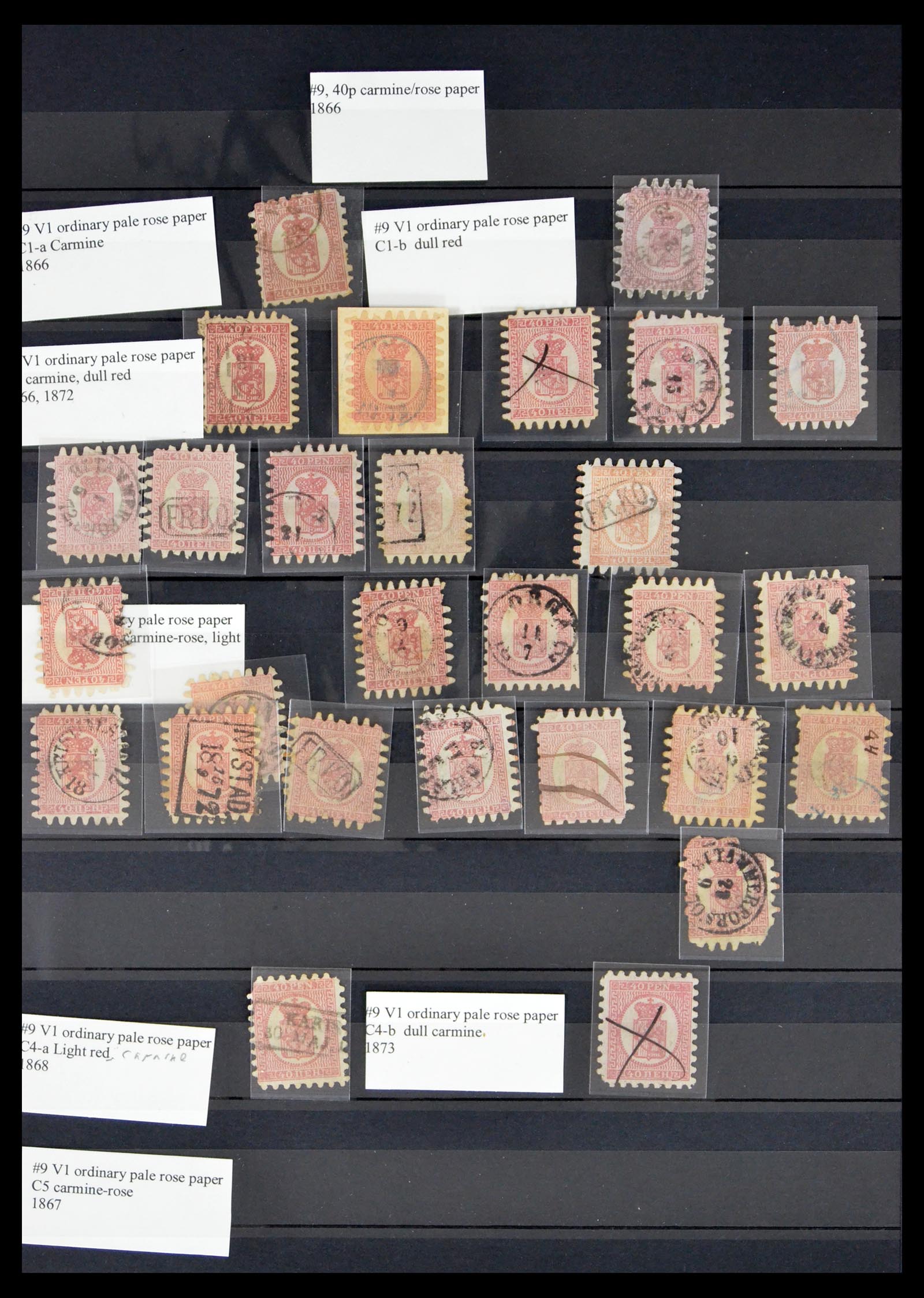 40587 0008 - Stamp collection 40587 Finland serpentines 1860-1870.