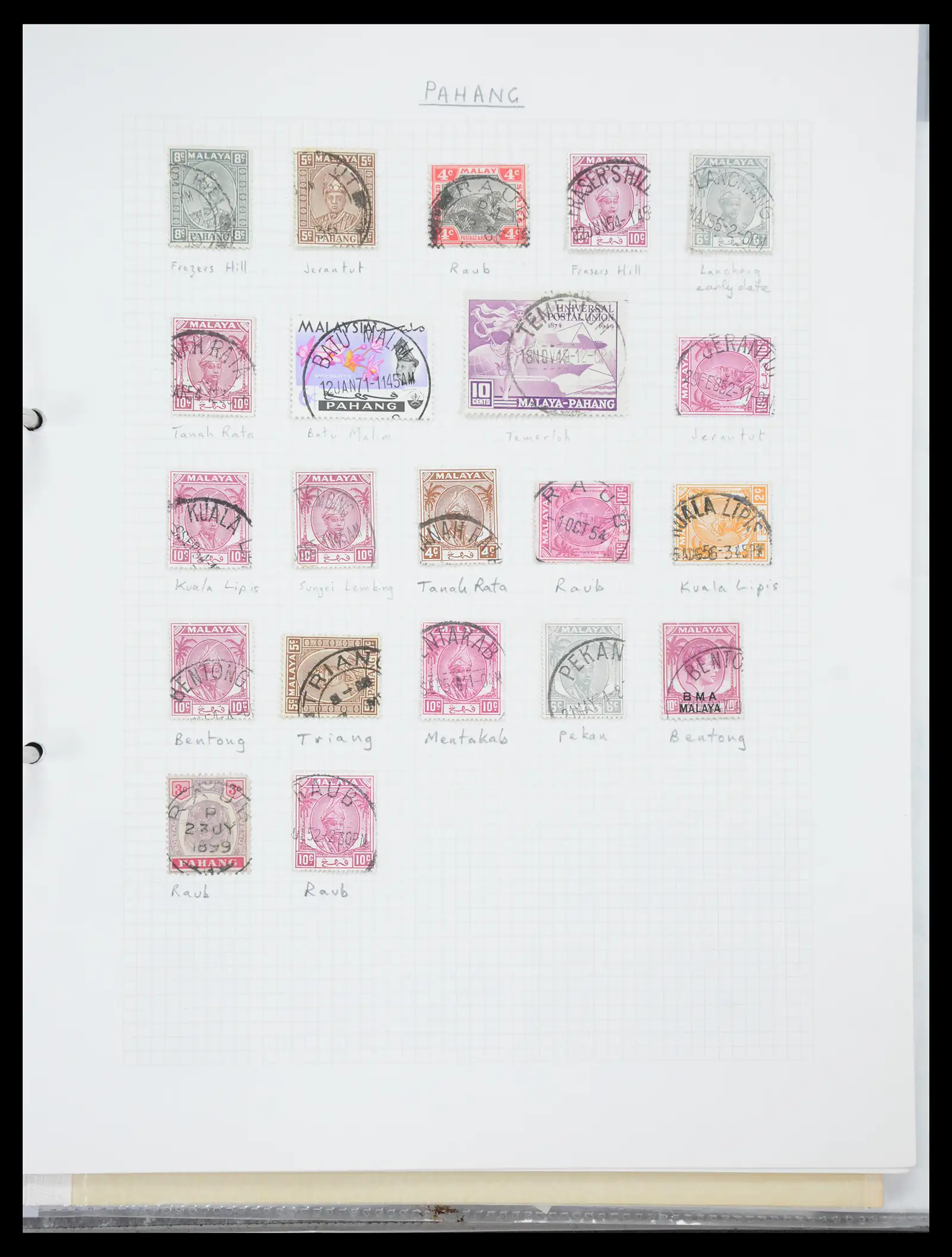 40824 0020 - Postzegelverzameling 40824 Maleisië stempels 1880-1950.