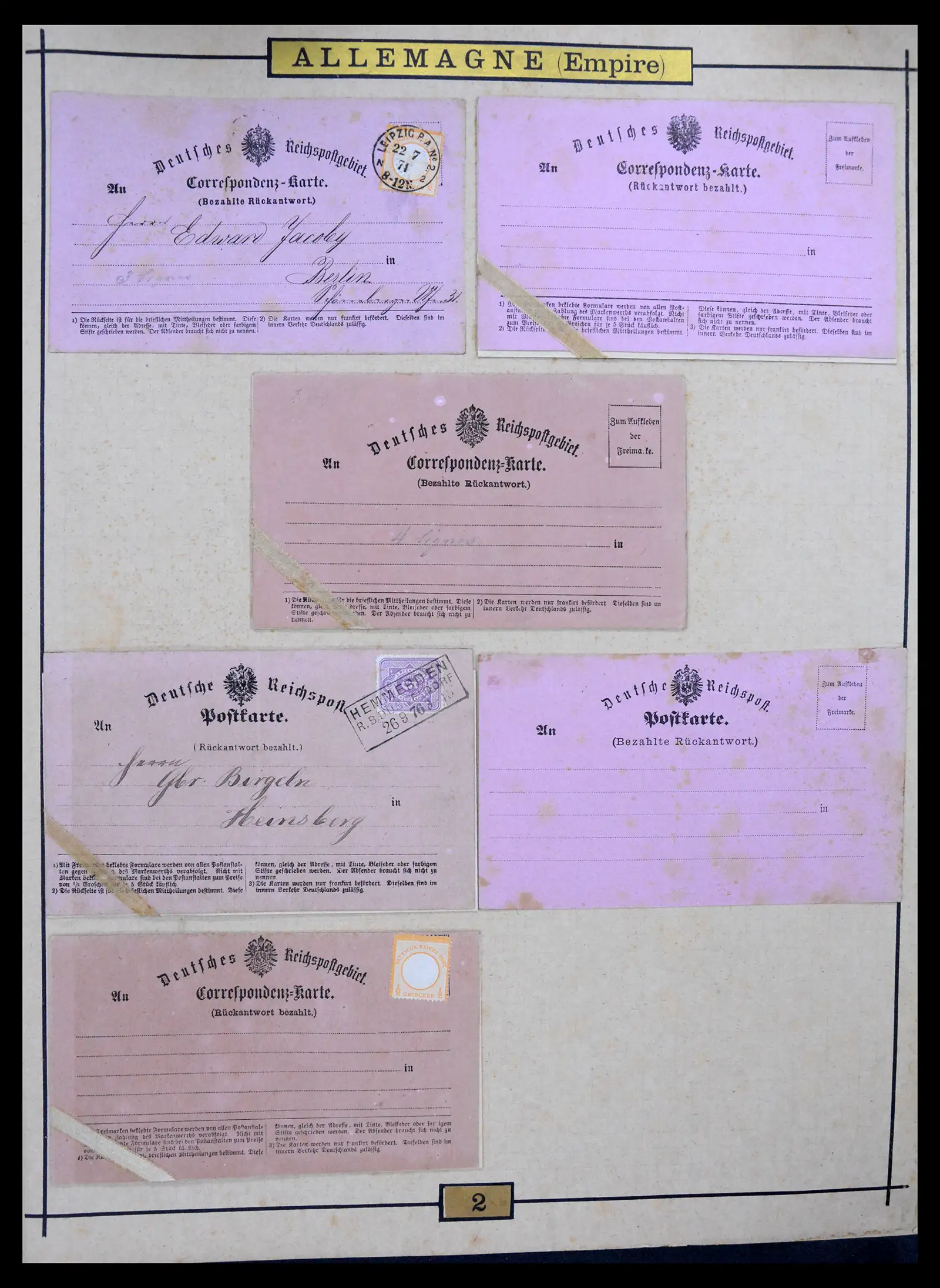40968 0002 - Stamp collection 40968 Germany postal stationary collection 1846-1919.