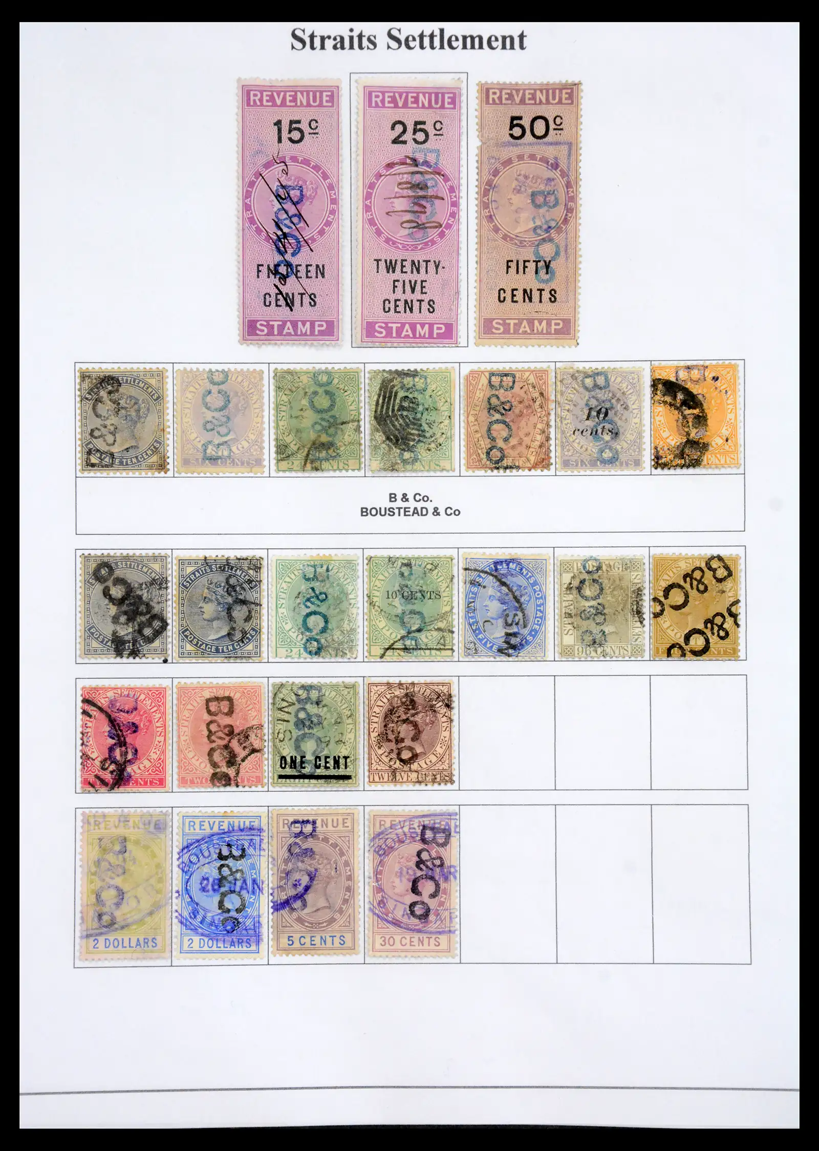 40991 0022 - Stamp collection 40991 Malaysia perfins/cancellations 1880-1910.