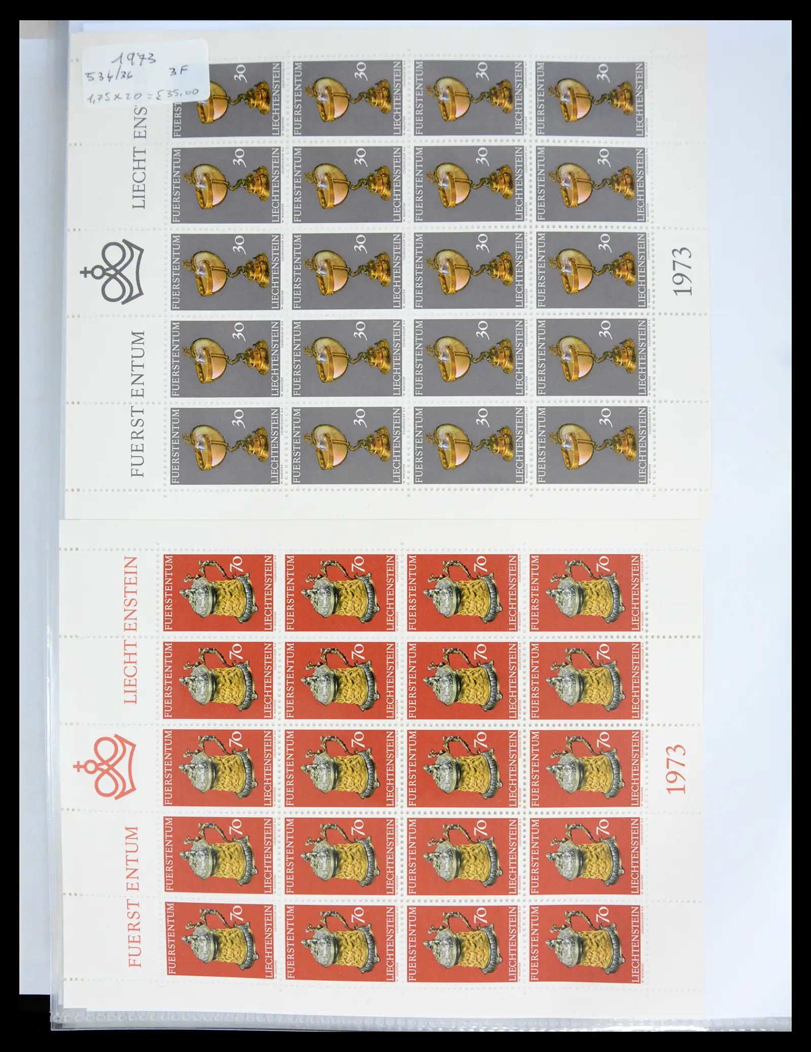 41013 0062 - Stamp collection 41013 Liechtenstein kleinbogen 1950-1984.