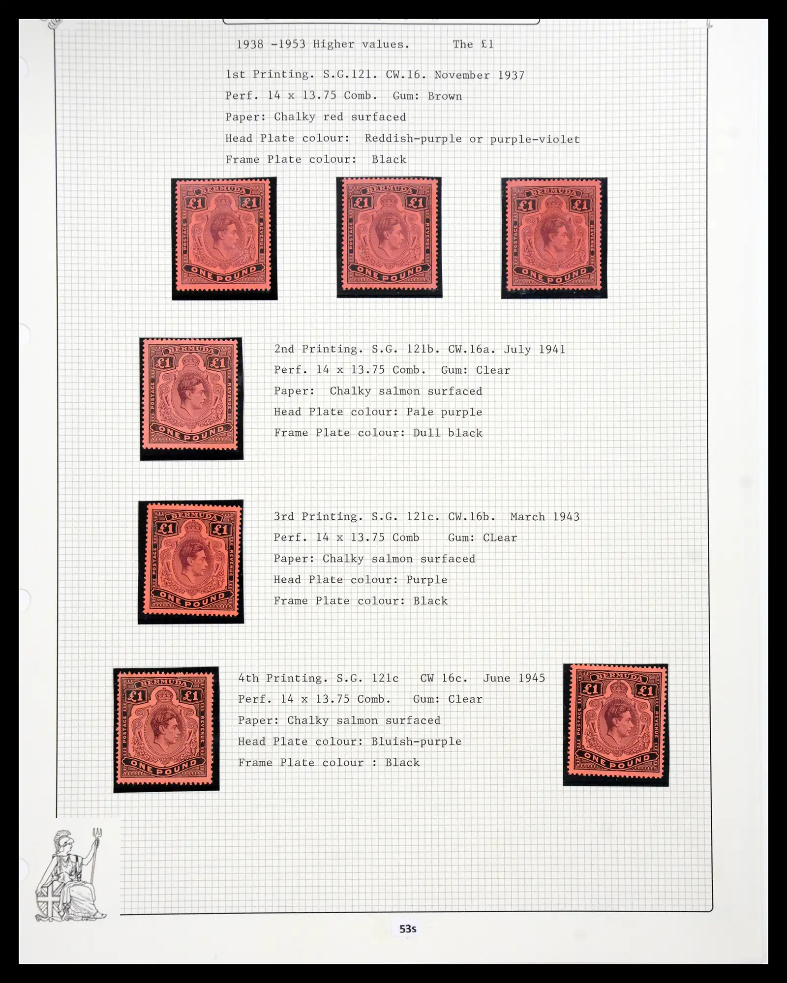 41065 0024 - Postzegelverzameling 41065 Bermuda supercollectie hoge waarden 1938-1953.