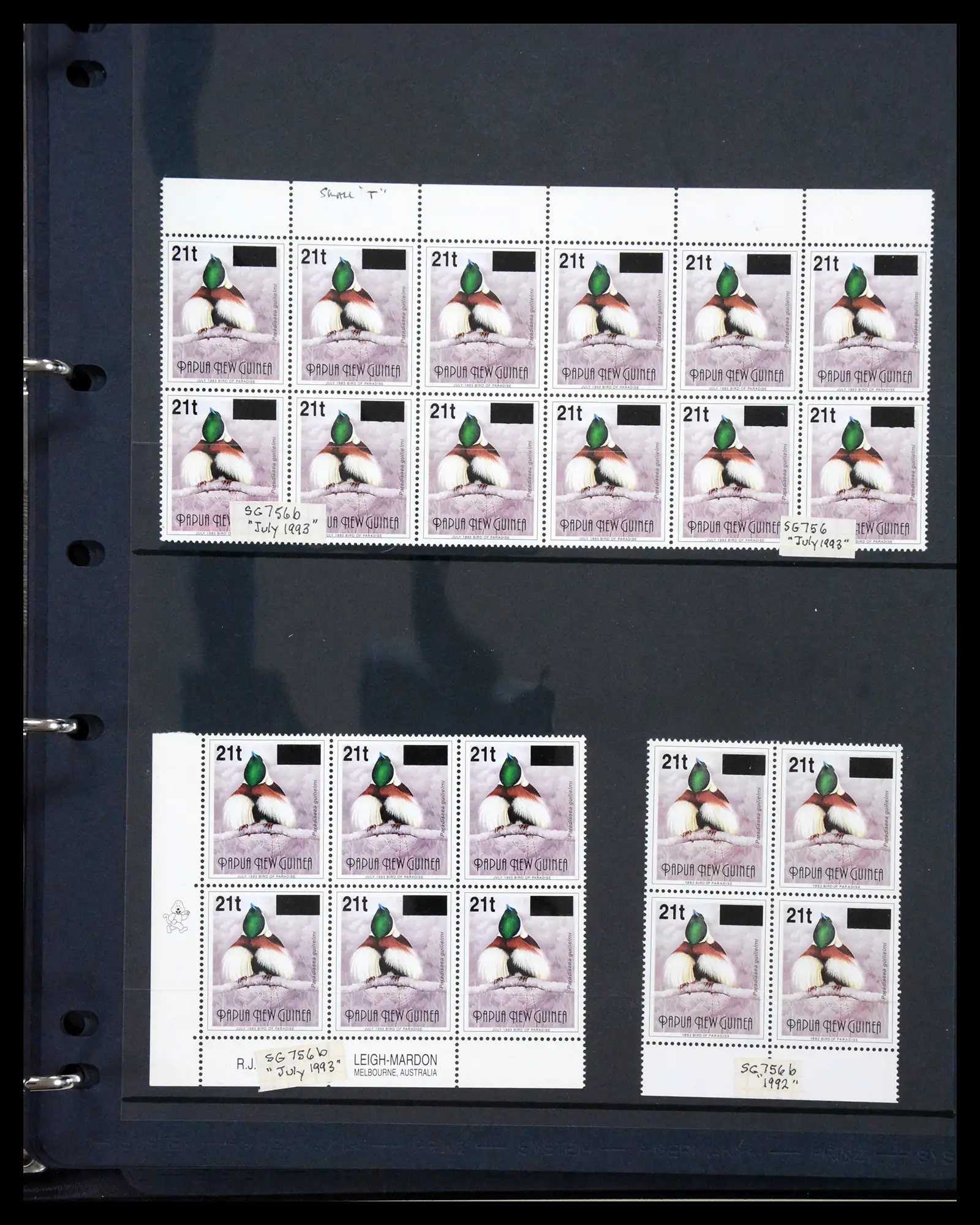 41086 0024 - Stamp collection 41086 Papua New Guinea emergency overprints 1993-1995.