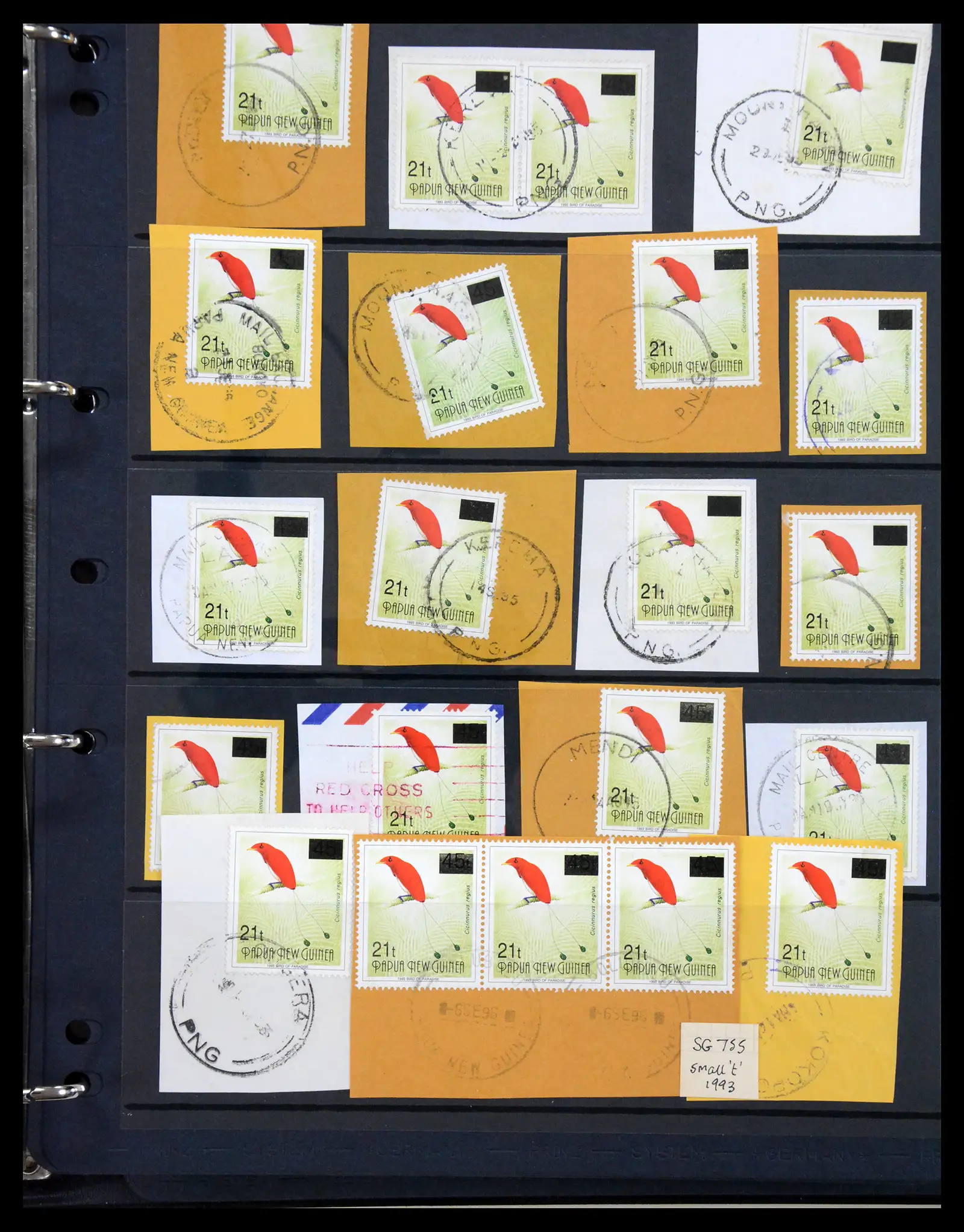 41086 0026 - Stamp collection 41086 Papua New Guinea emergency overprints 1993-1995.