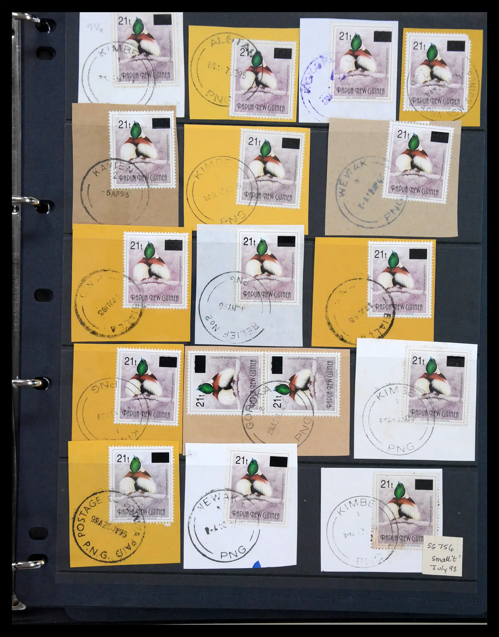 41086 0027 - Stamp collection 41086 Papua New Guinea emergency overprints 1993-1995.