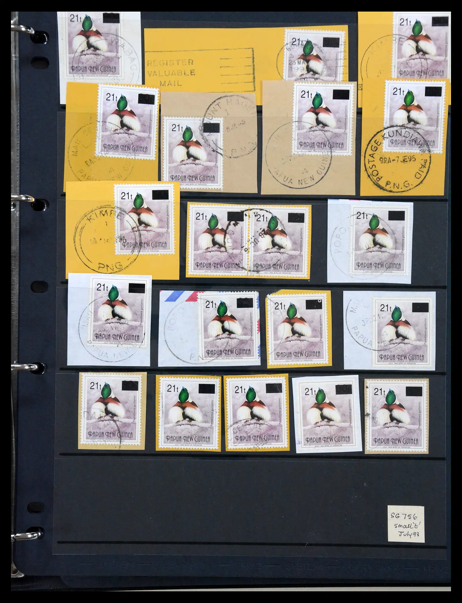 41086 0028 - Stamp collection 41086 Papua New Guinea emergency overprints 1993-1995.