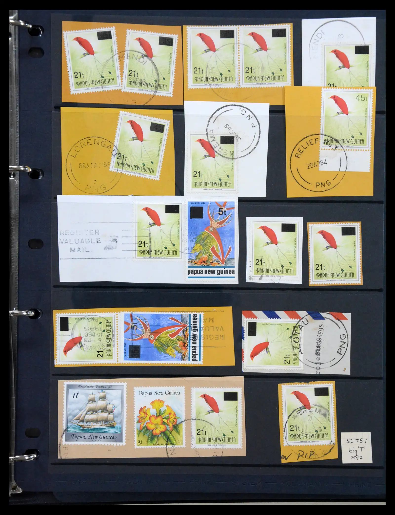 41086 0029 - Stamp collection 41086 Papua New Guinea emergency overprints 1993-1995.
