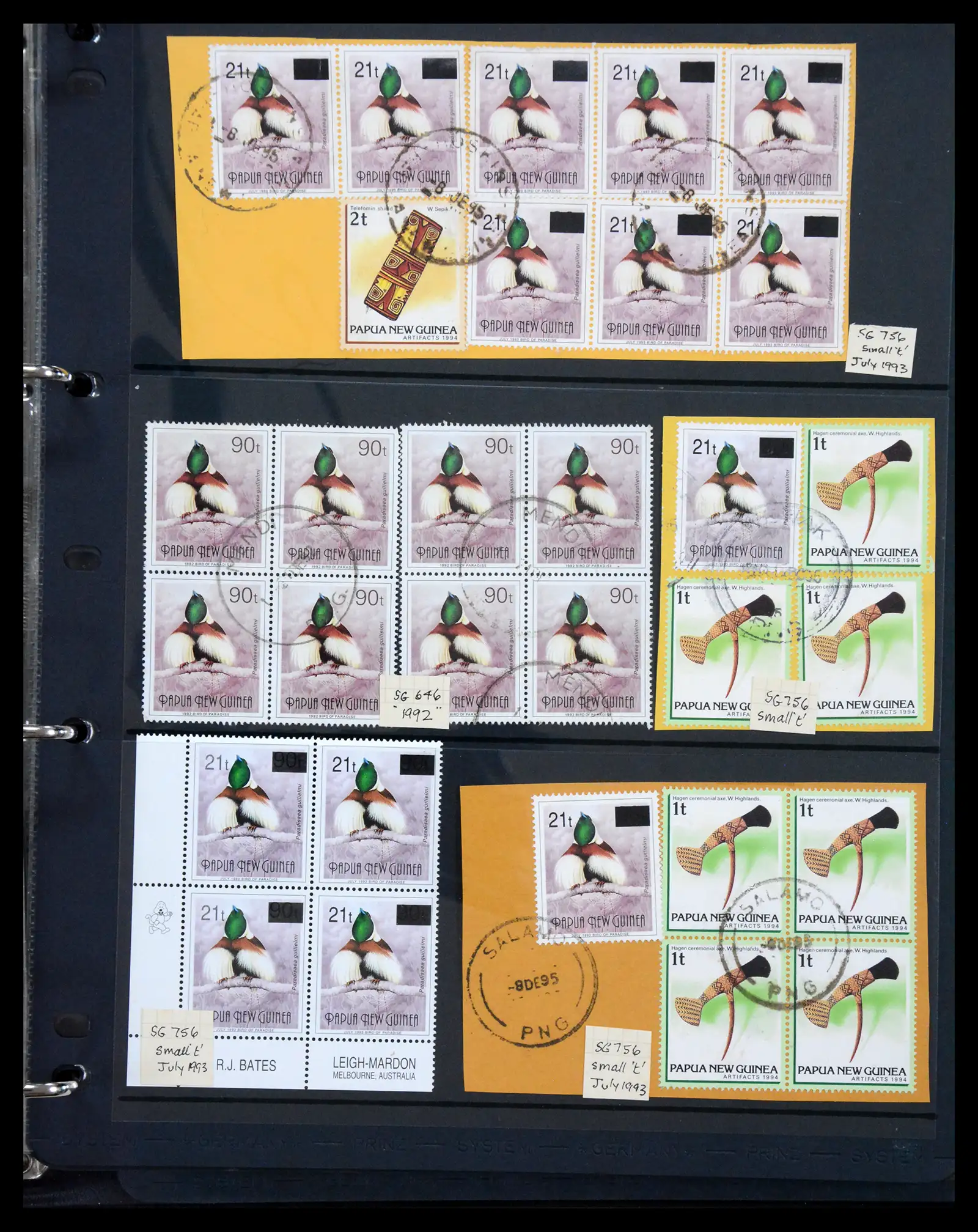 41086 0032 - Stamp collection 41086 Papua New Guinea emergency overprints 1993-1995.
