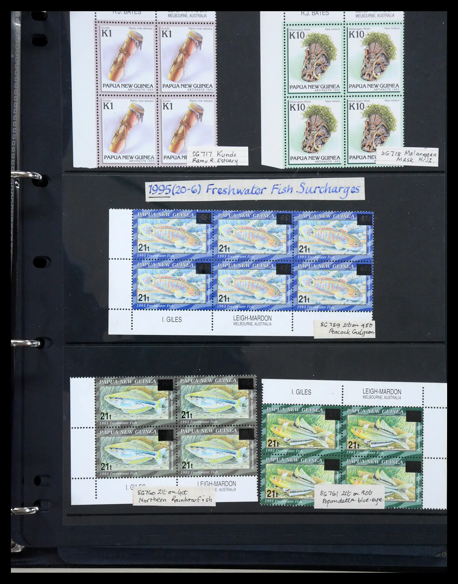 41086 0035 - Stamp collection 41086 Papua New Guinea emergency overprints 1993-1995.