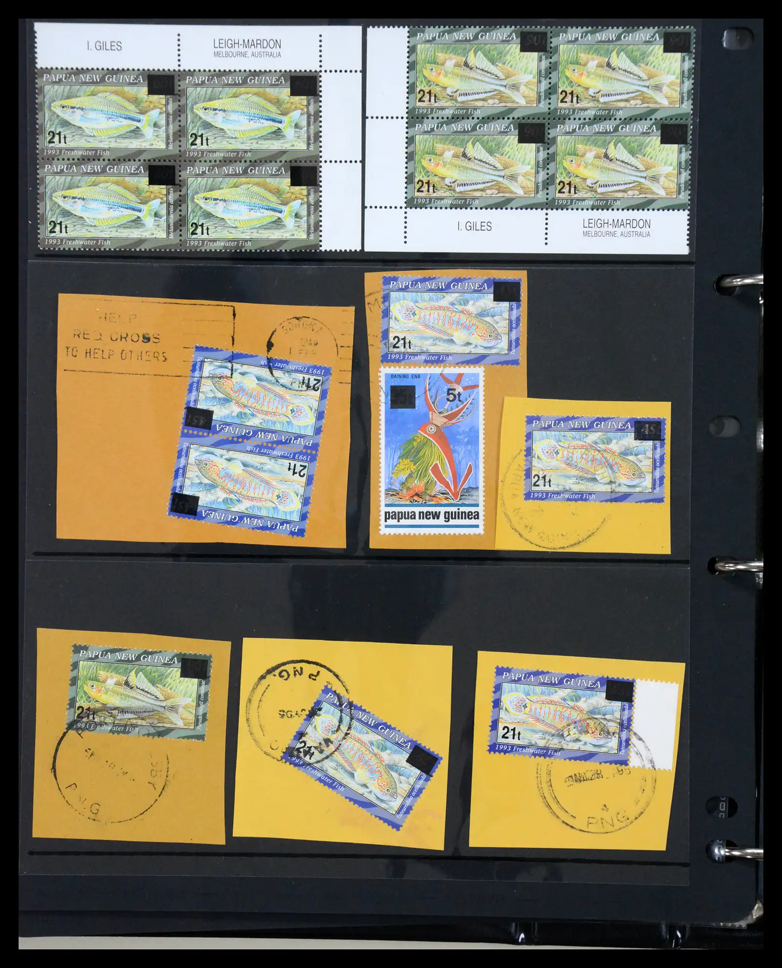 41086 0036 - Stamp collection 41086 Papua New Guinea emergency overprints 1993-1995.