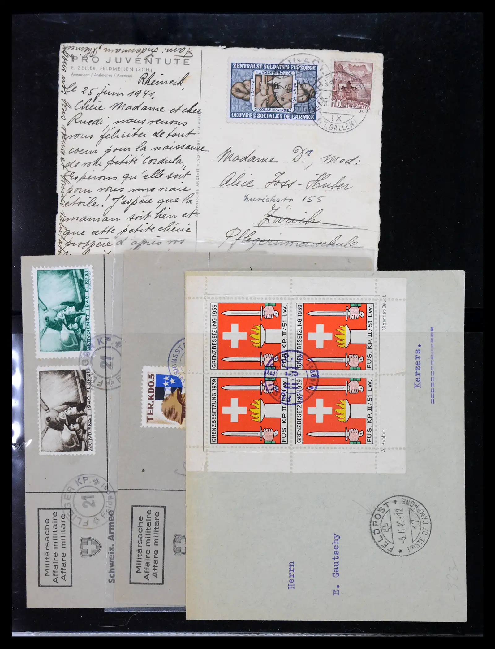 41135 0001 - Stamp collection 41135 Switzerland soldier stamps 1914-1945.