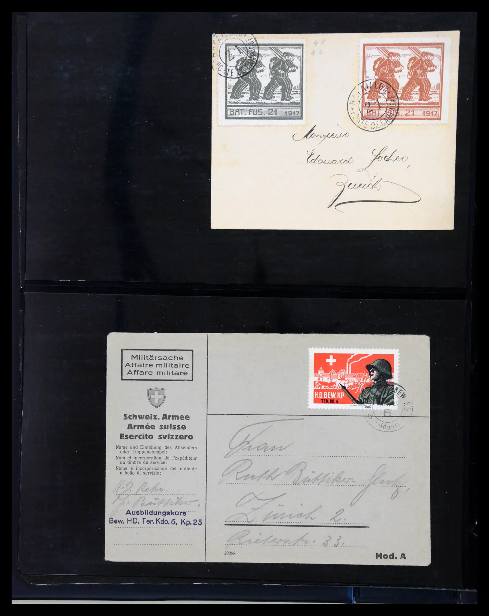 41135 0007 - Stamp collection 41135 Switzerland soldier stamps 1914-1945.
