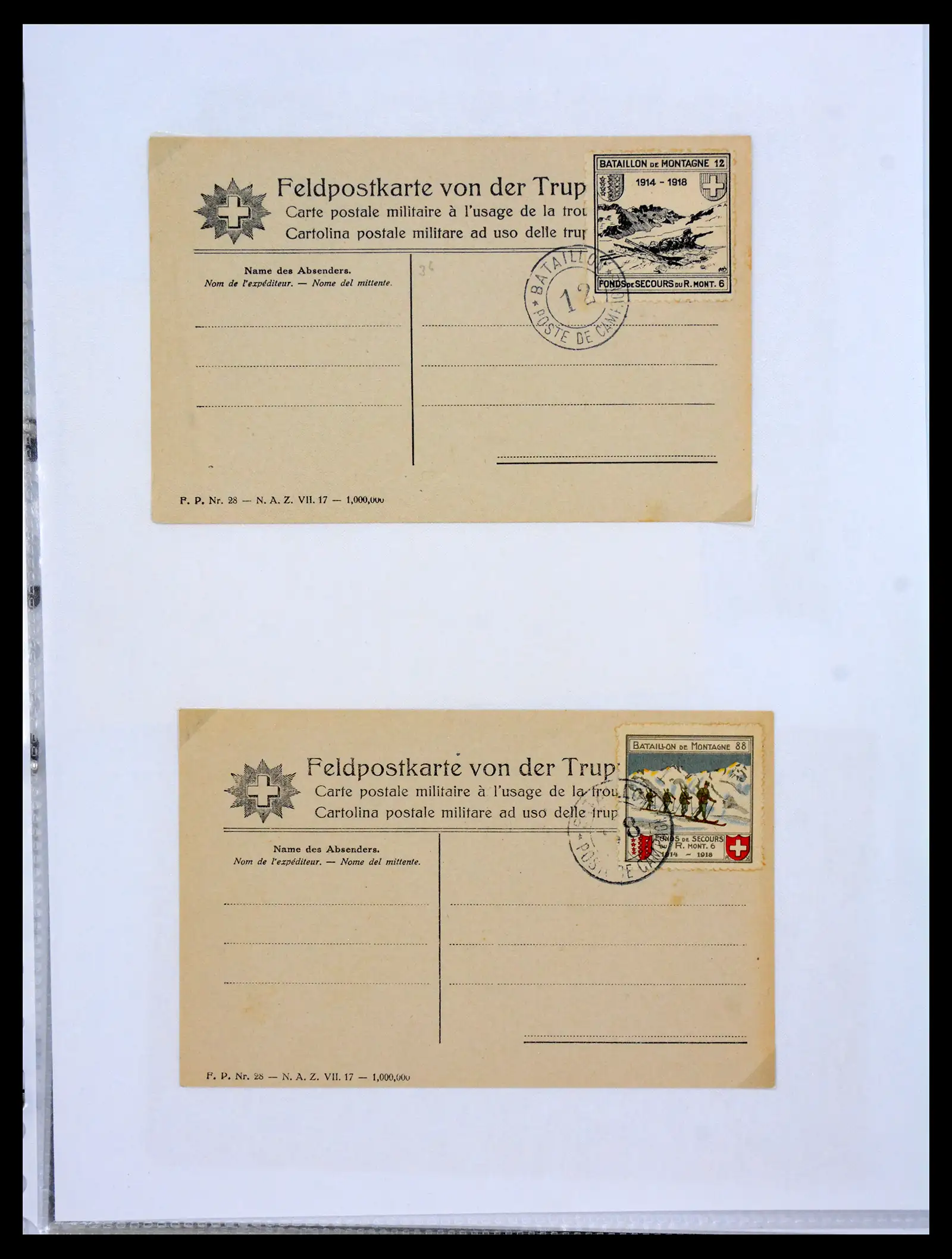 41135 0010 - Stamp collection 41135 Switzerland soldier stamps 1914-1945.
