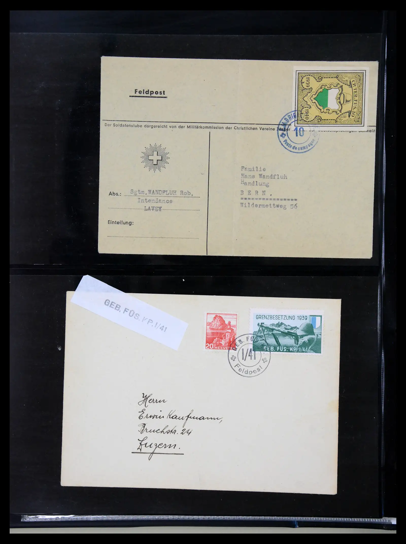 41135 0021 - Stamp collection 41135 Switzerland soldier stamps 1914-1945.