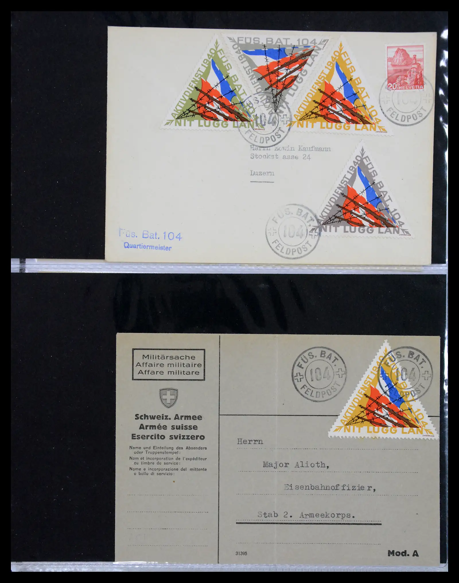 41135 0028 - Stamp collection 41135 Switzerland soldier stamps 1914-1945.