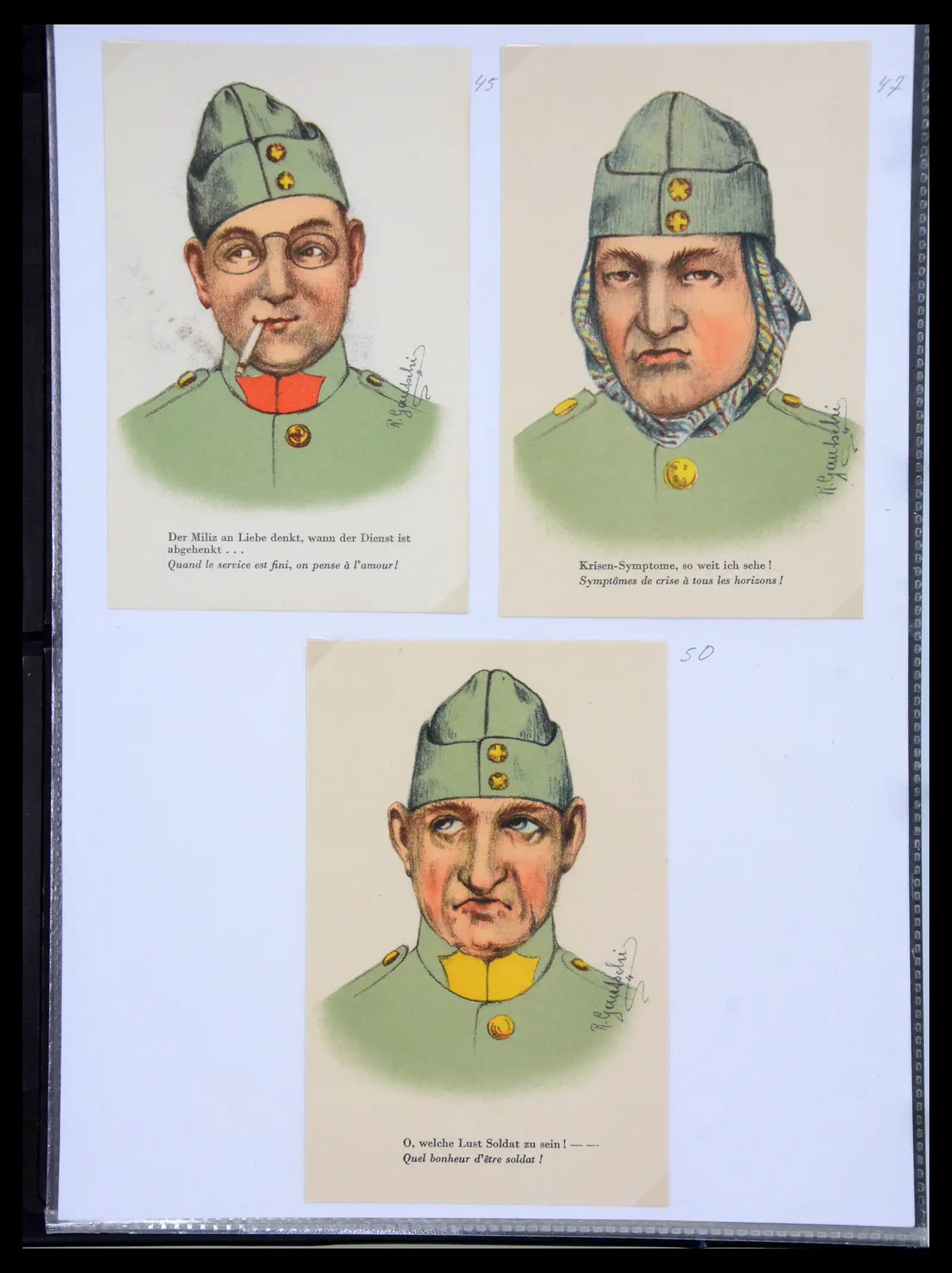 41135 0030 - Stamp collection 41135 Switzerland soldier stamps 1914-1945.