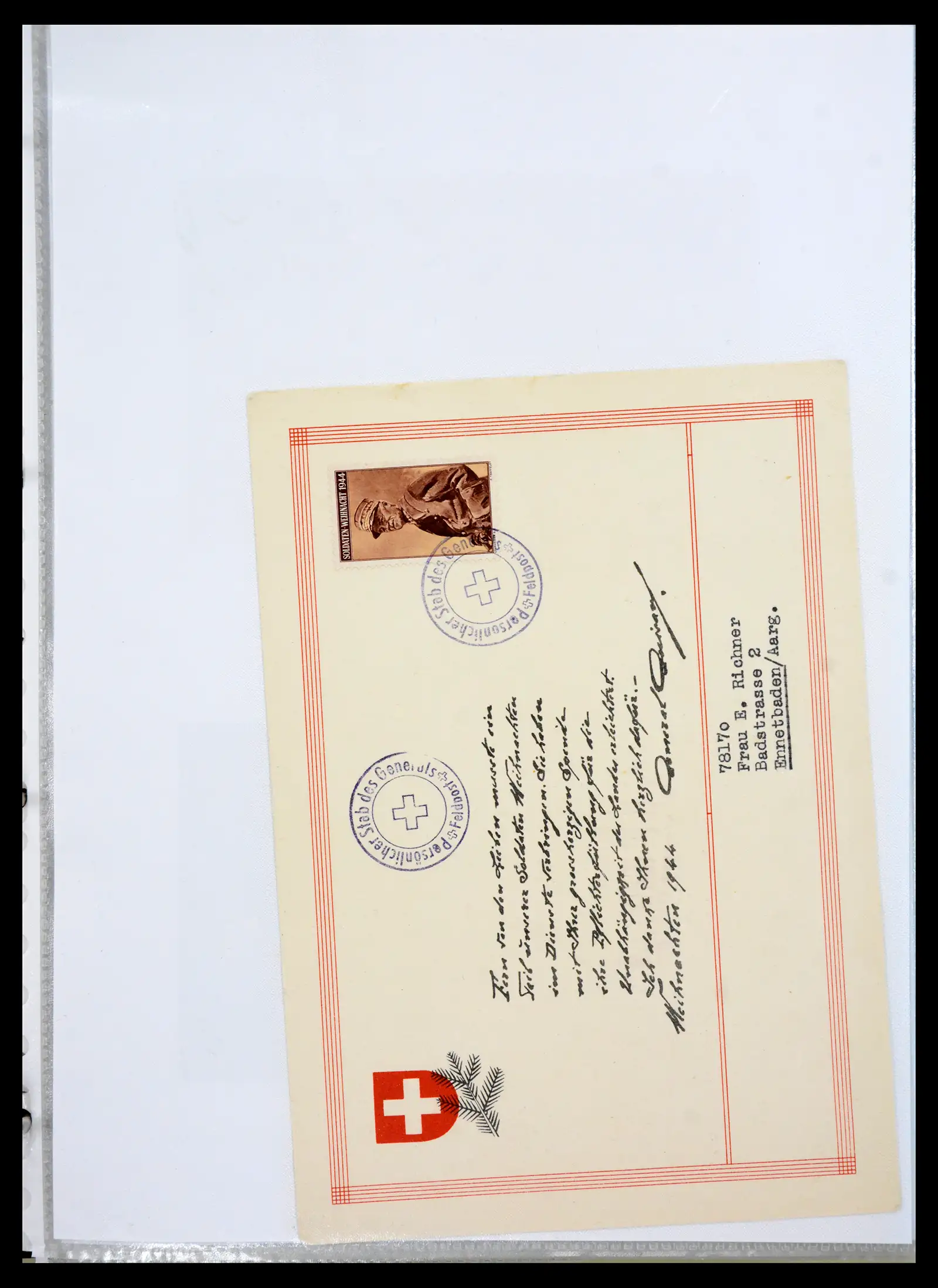 41135 0034 - Stamp collection 41135 Switzerland soldier stamps 1914-1945.