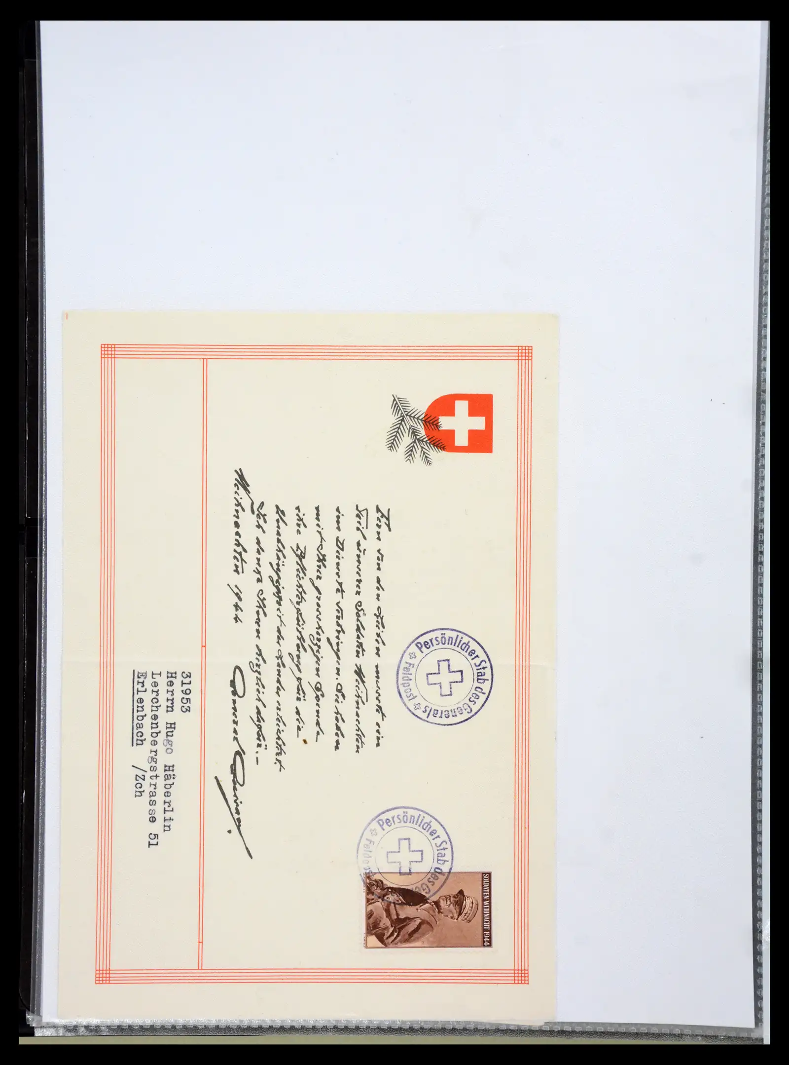 41135 0035 - Stamp collection 41135 Switzerland soldier stamps 1914-1945.