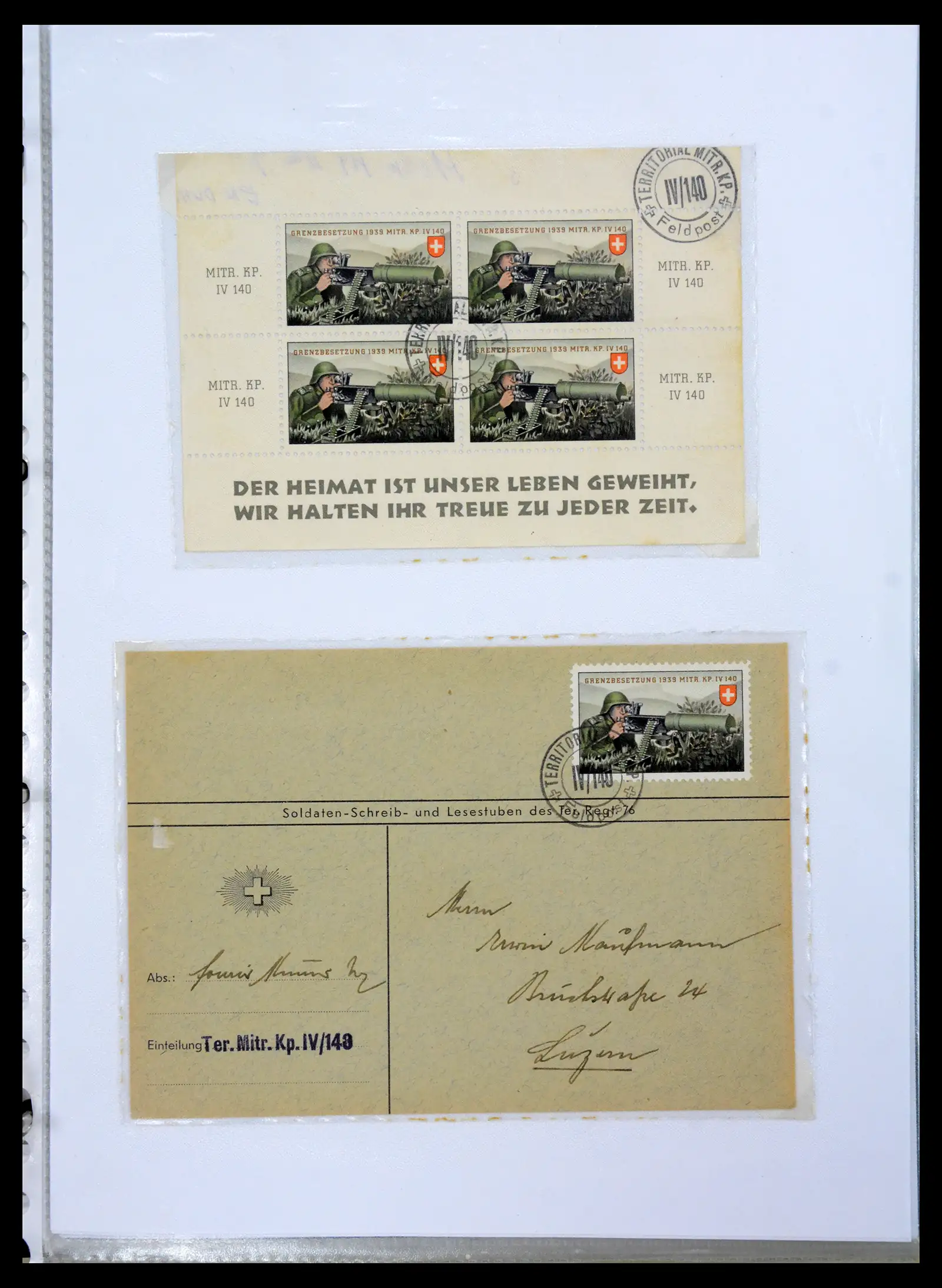 41135 0042 - Stamp collection 41135 Switzerland soldier stamps 1914-1945.