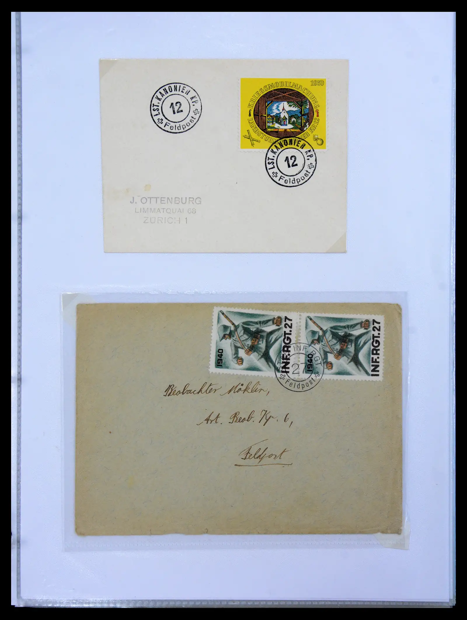 41135 0047 - Stamp collection 41135 Switzerland soldier stamps 1914-1945.