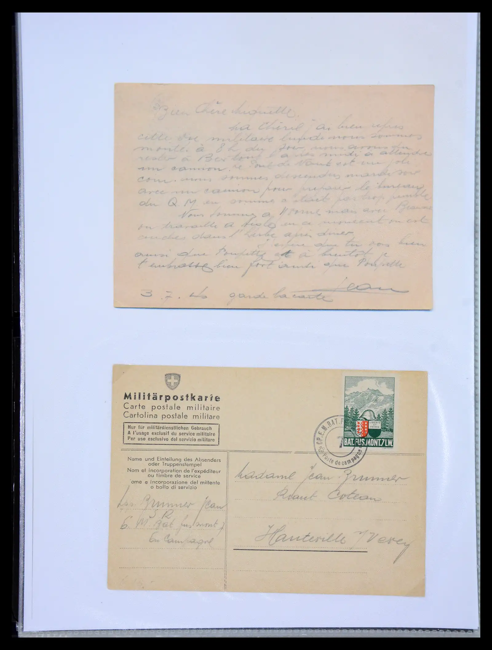 41135 0048 - Stamp collection 41135 Switzerland soldier stamps 1914-1945.