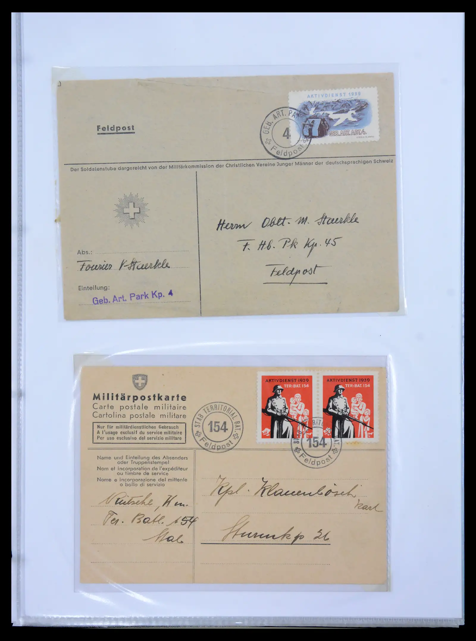 41135 0049 - Stamp collection 41135 Switzerland soldier stamps 1914-1945.