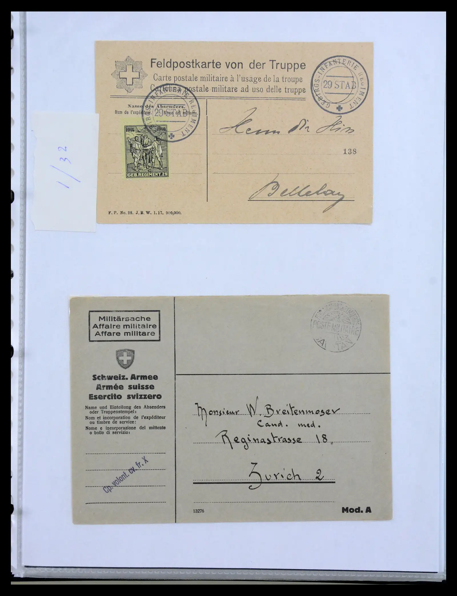41135 0053 - Stamp collection 41135 Switzerland soldier stamps 1914-1945.