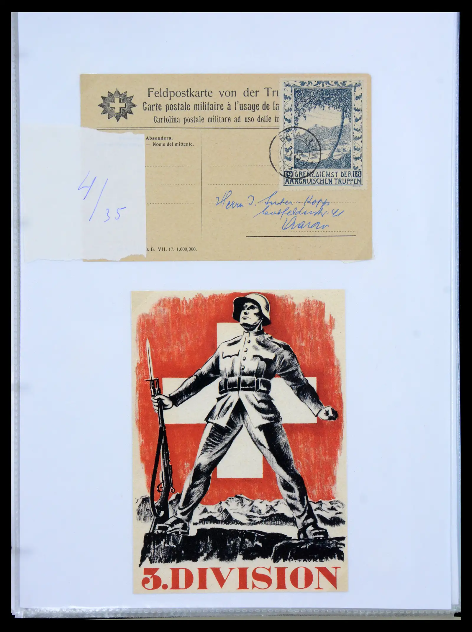 41135 0055 - Stamp collection 41135 Switzerland soldier stamps 1914-1945.