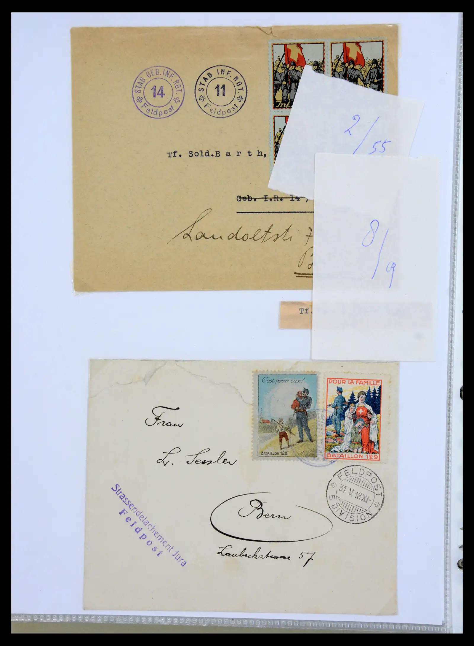 41135 0074 - Stamp collection 41135 Switzerland soldier stamps 1914-1945.
