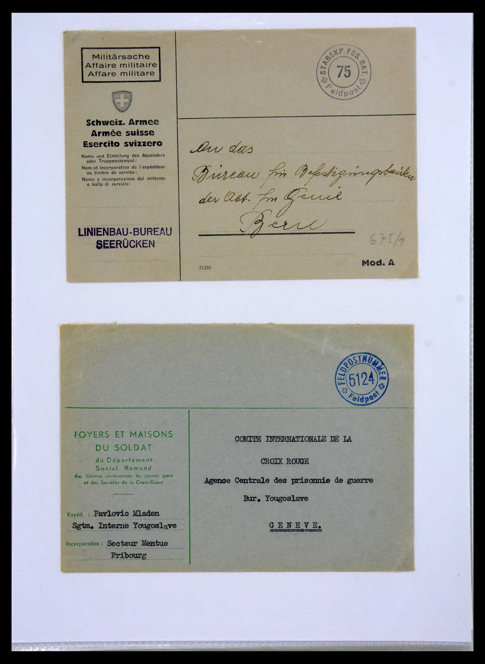41135 0086 - Stamp collection 41135 Switzerland soldier stamps 1914-1945.