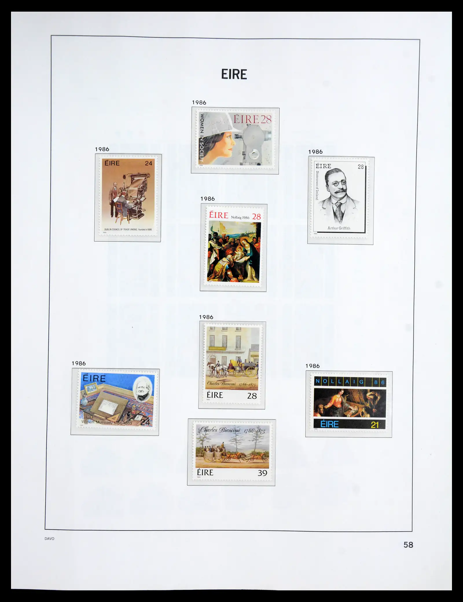 41167 0074 - Postzegelverzameling 41167 Ierland compleet 1940-2001.