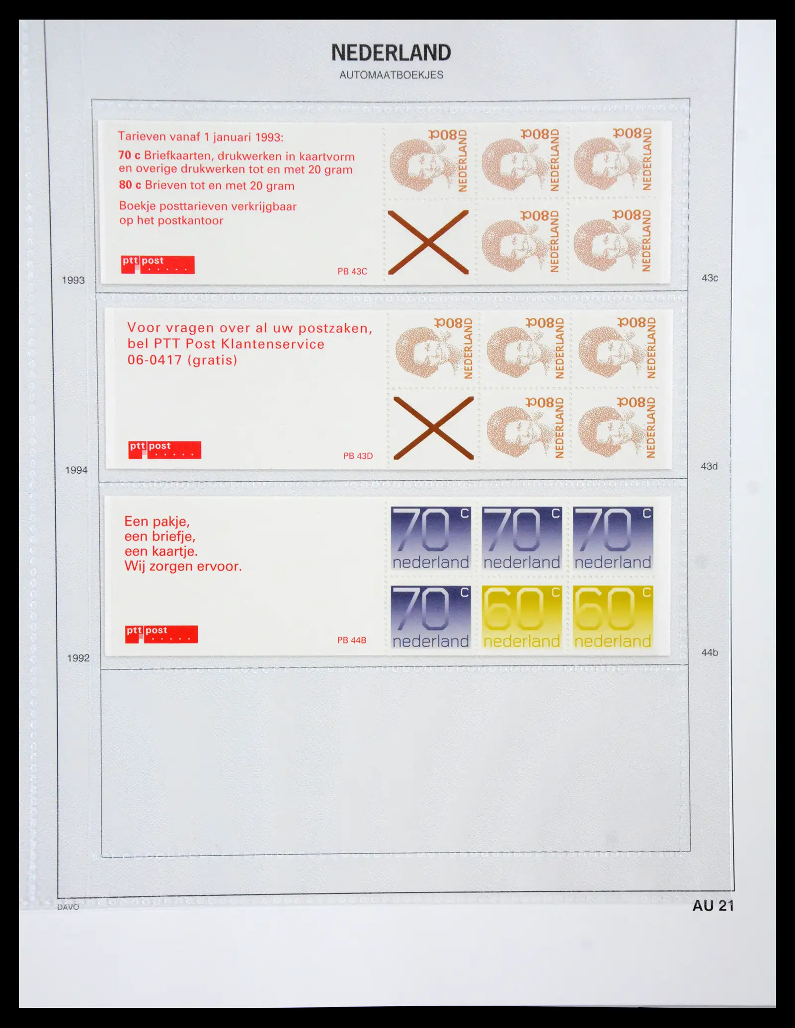 41178 0021 - Postzegelverzameling 41178 Nederland automaatboekjes 1964-2001.