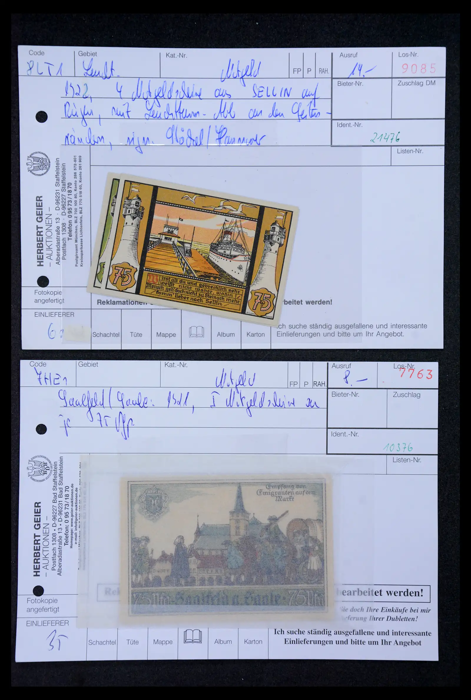 41216 0021 - Stamp collection 41216 Germany emergency money.