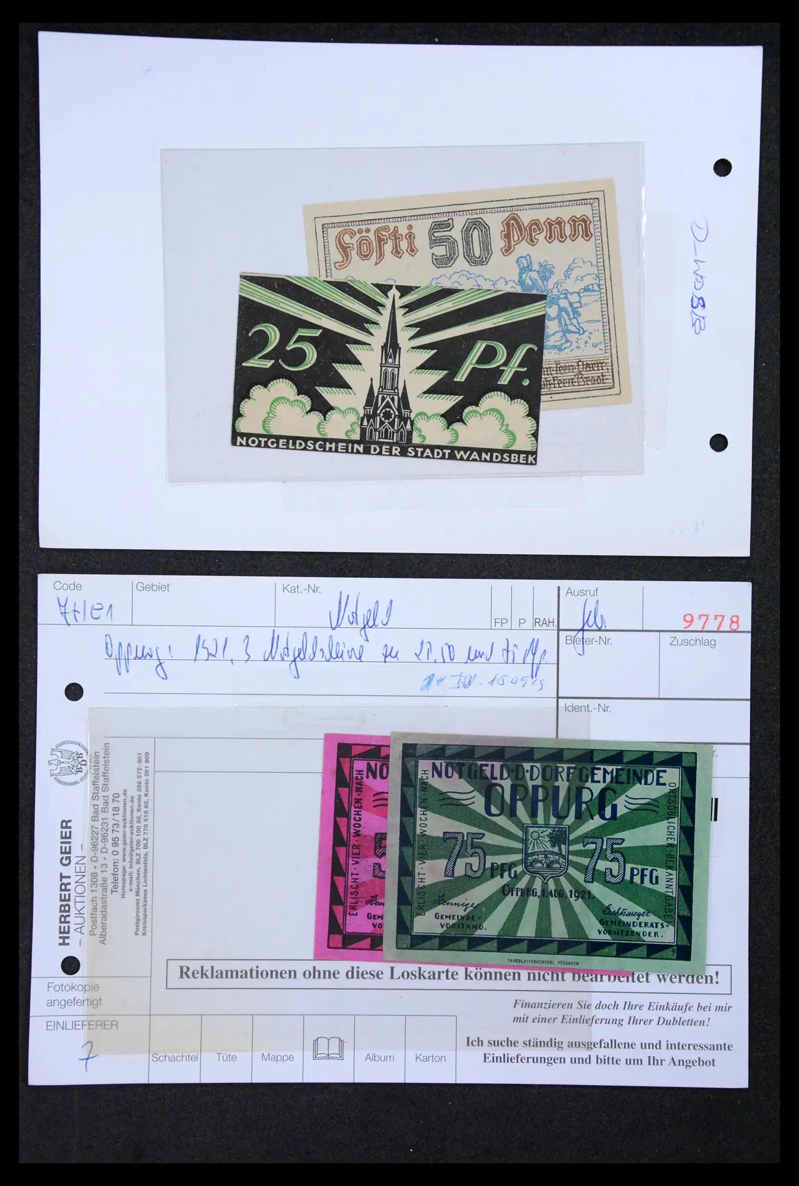 41216 0028 - Stamp collection 41216 Germany emergency money.