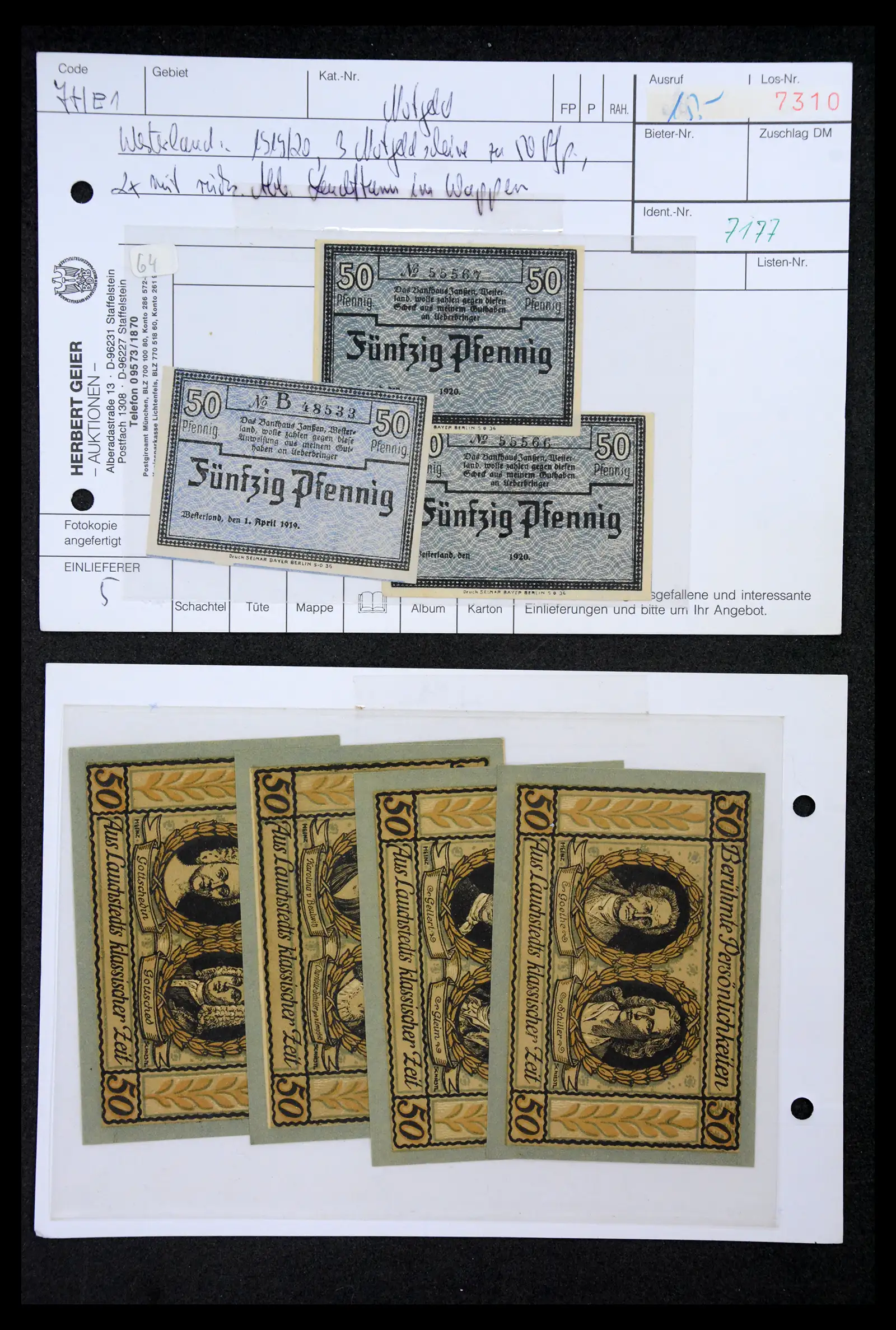 41216 0032 - Stamp collection 41216 Germany emergency money.