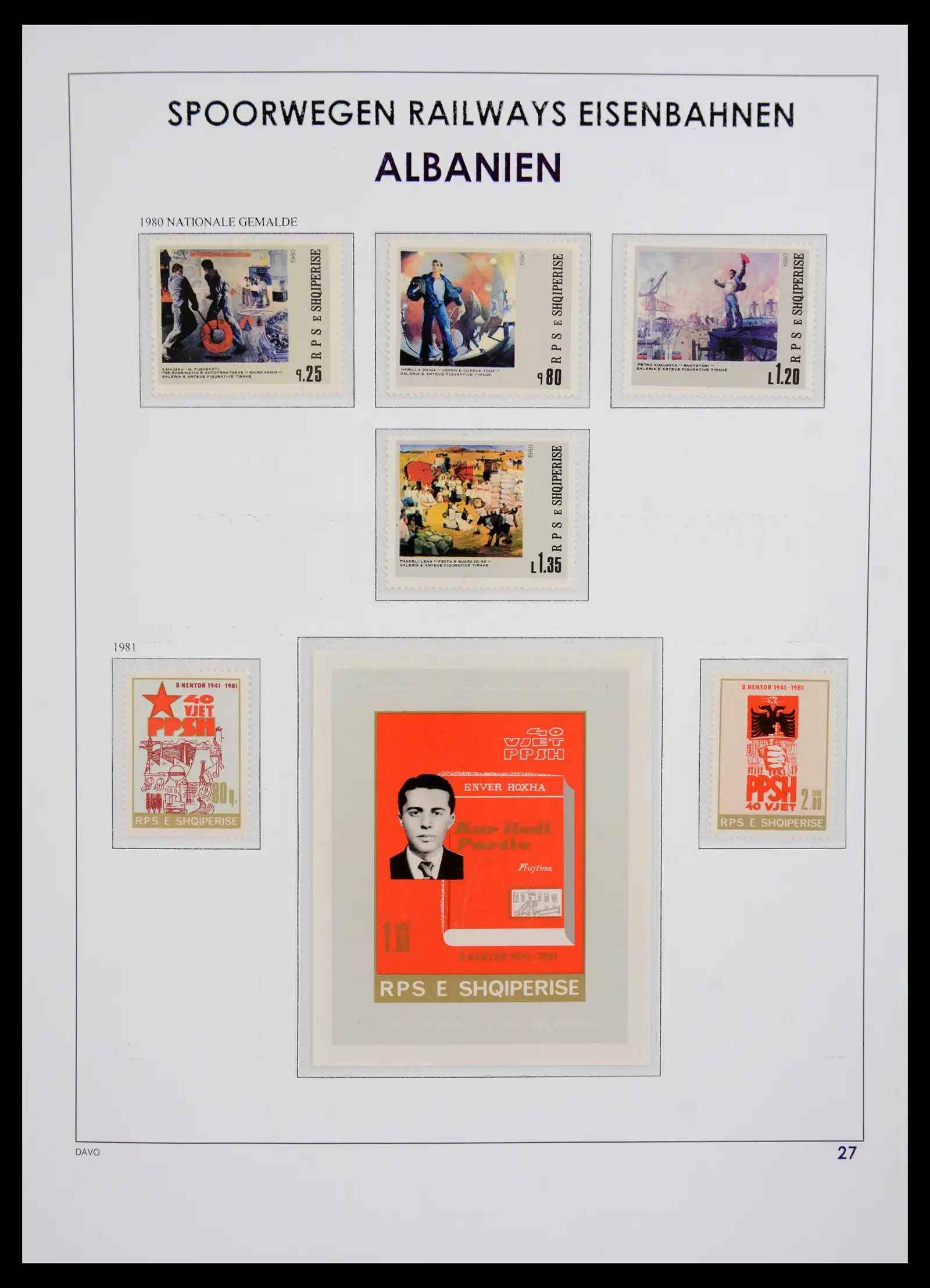 41220 0028 - Postzegelverzameling 41220 Motief treinen supercollectie 1890-1990.