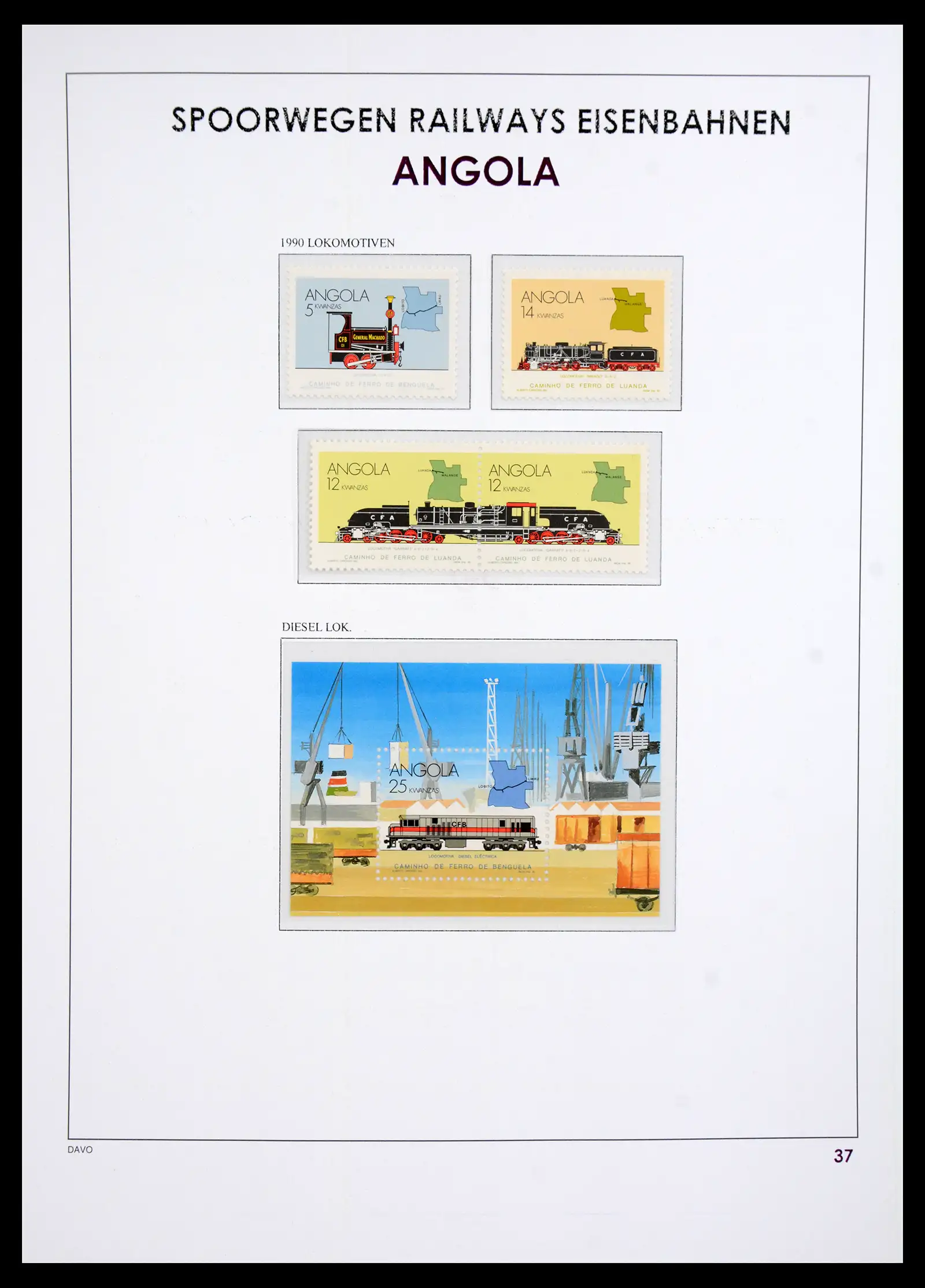 41220 0038 - Postzegelverzameling 41220 Motief treinen supercollectie 1890-1990.