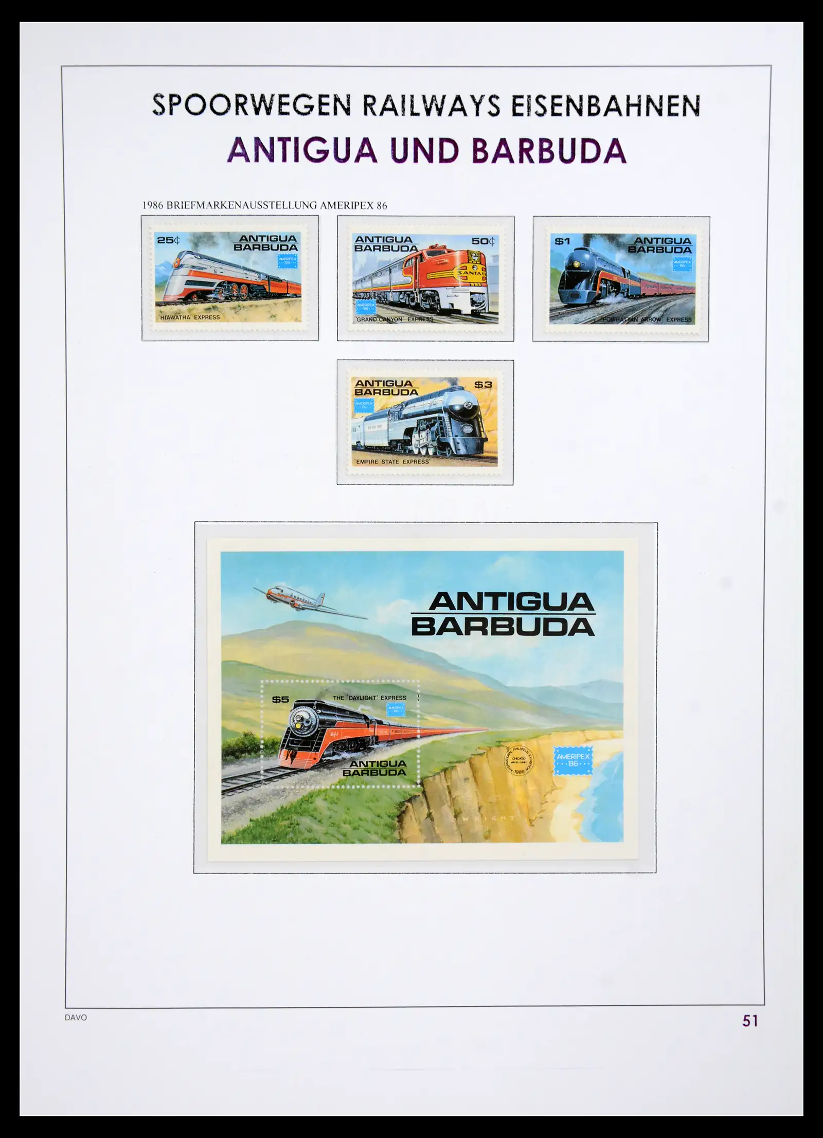 41220 0052 - Postzegelverzameling 41220 Motief treinen supercollectie 1890-1990.