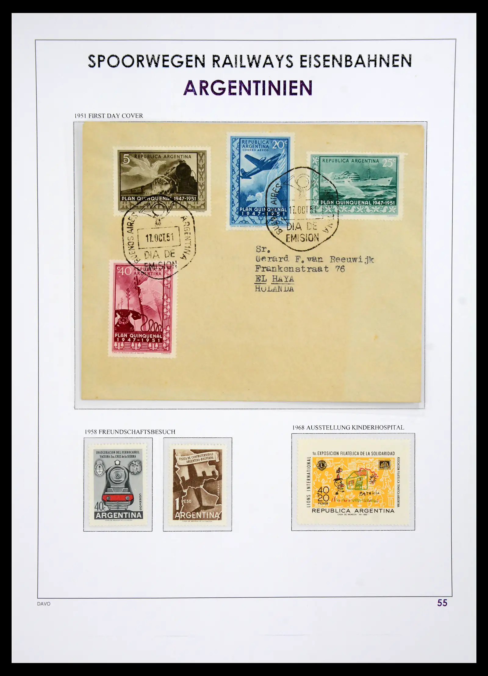 41220 0056 - Postzegelverzameling 41220 Motief treinen supercollectie 1890-1990.