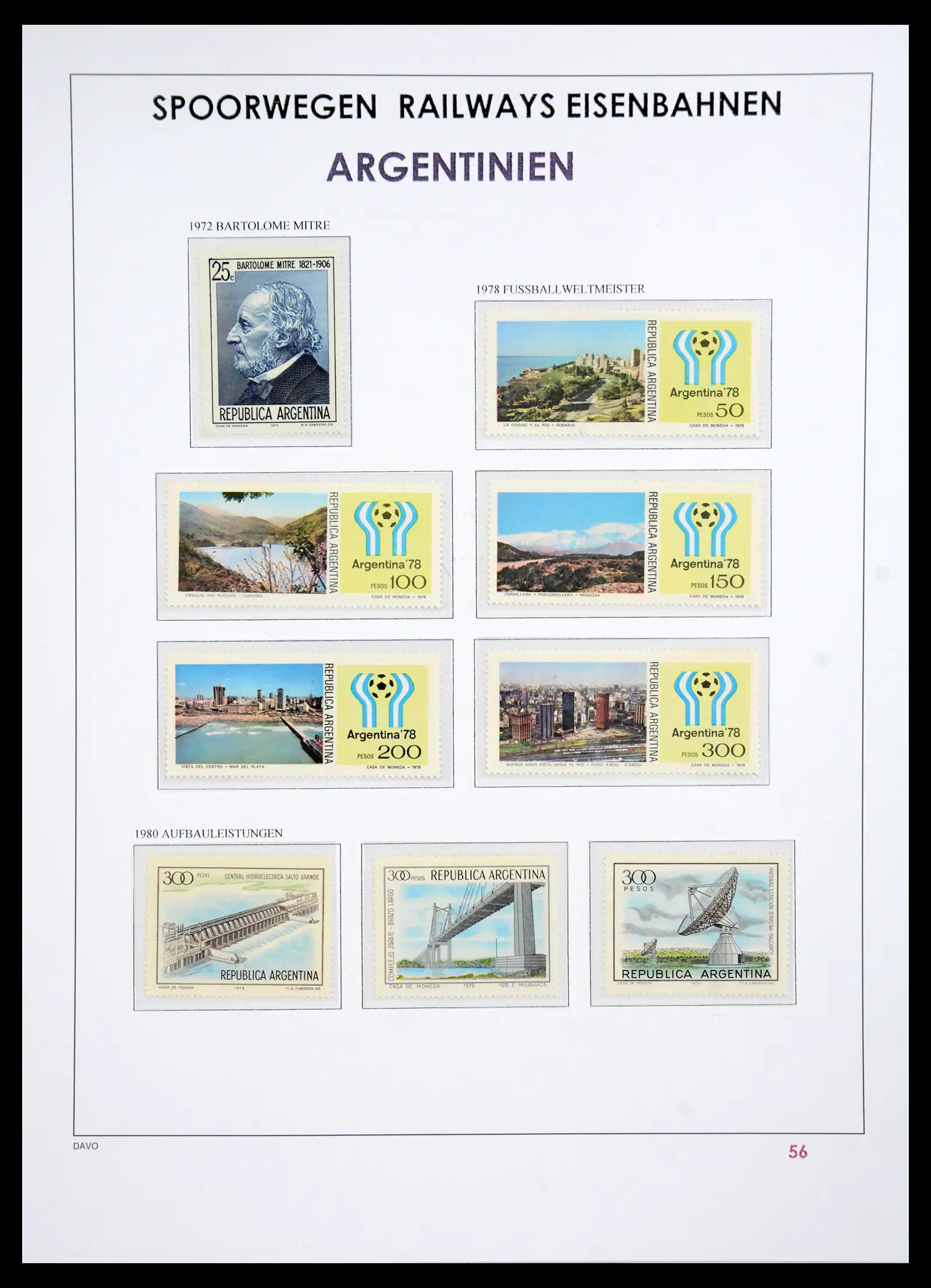 41220 0057 - Postzegelverzameling 41220 Motief treinen supercollectie 1890-1990.