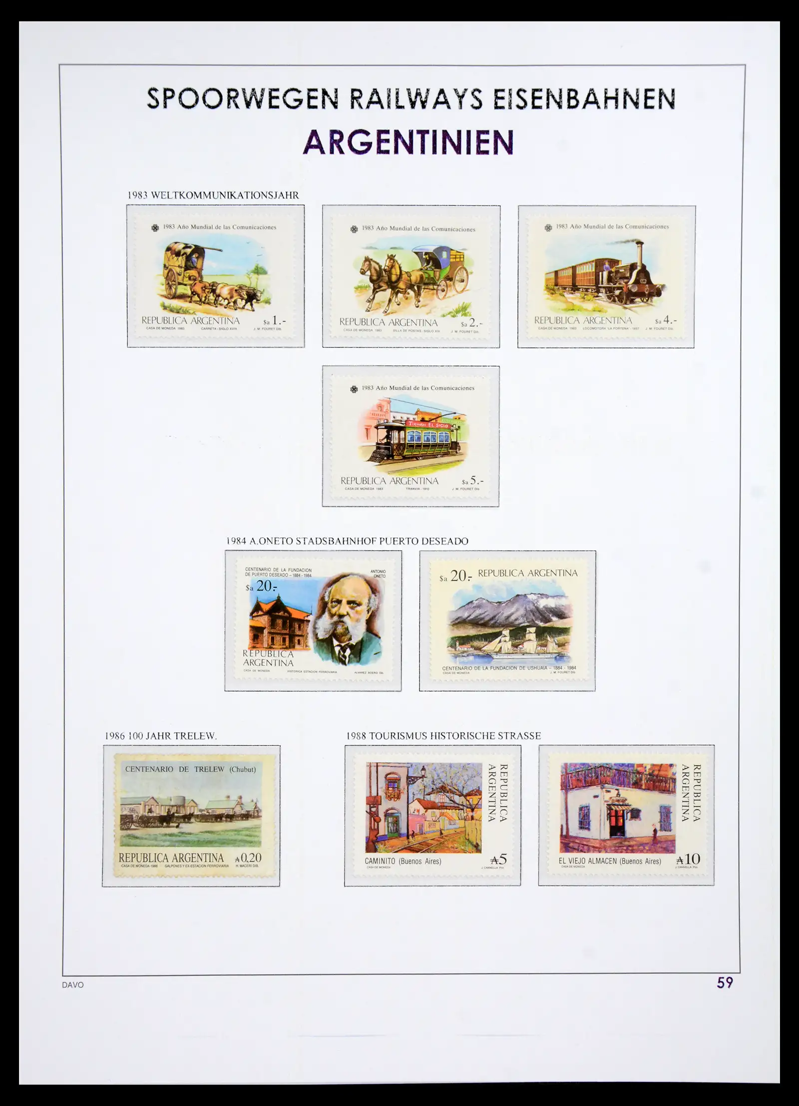 41220 0060 - Postzegelverzameling 41220 Motief treinen supercollectie 1890-1990.