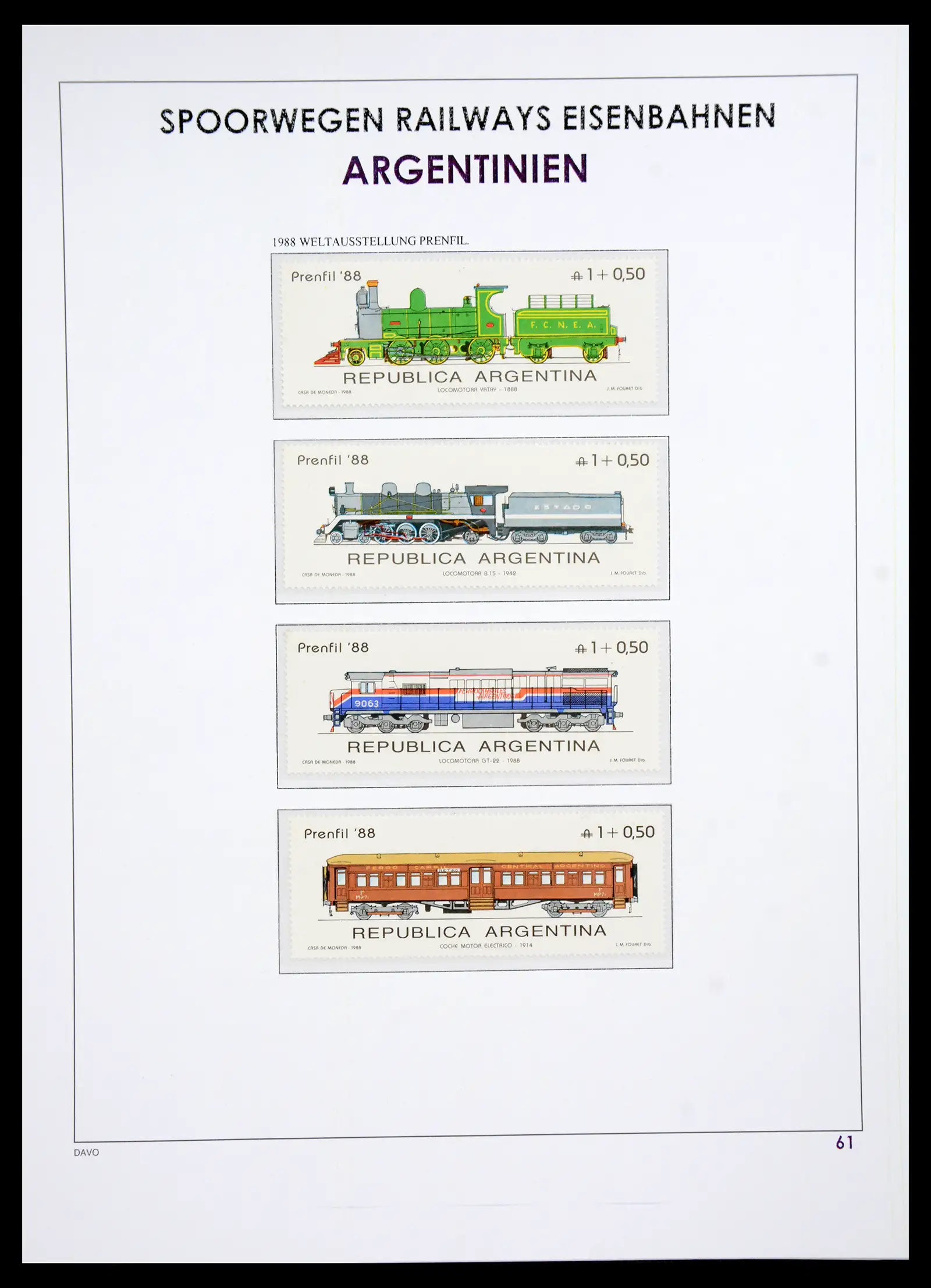 41220 0062 - Postzegelverzameling 41220 Motief treinen supercollectie 1890-1990.