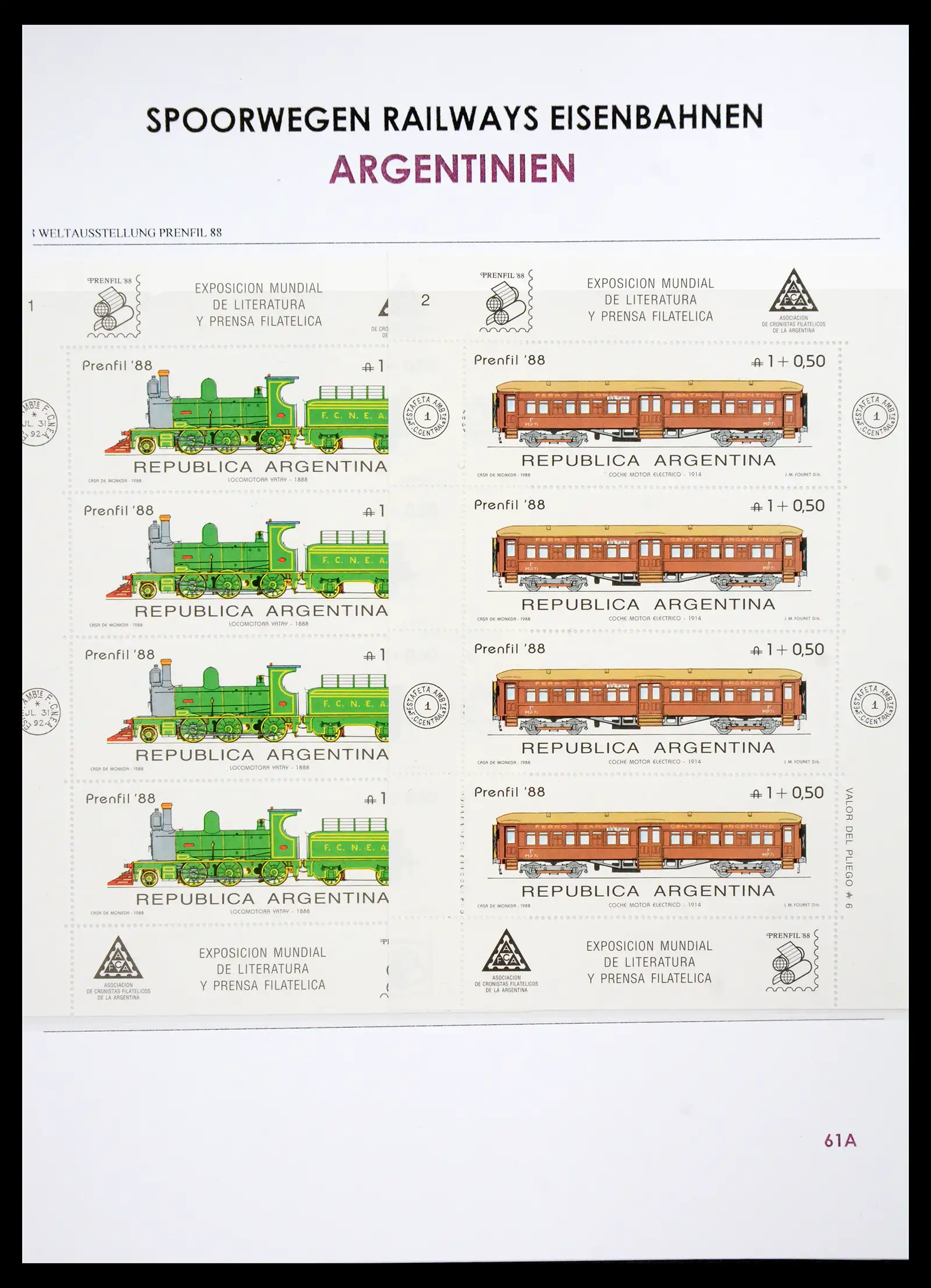 41220 0063 - Postzegelverzameling 41220 Motief treinen supercollectie 1890-1990.