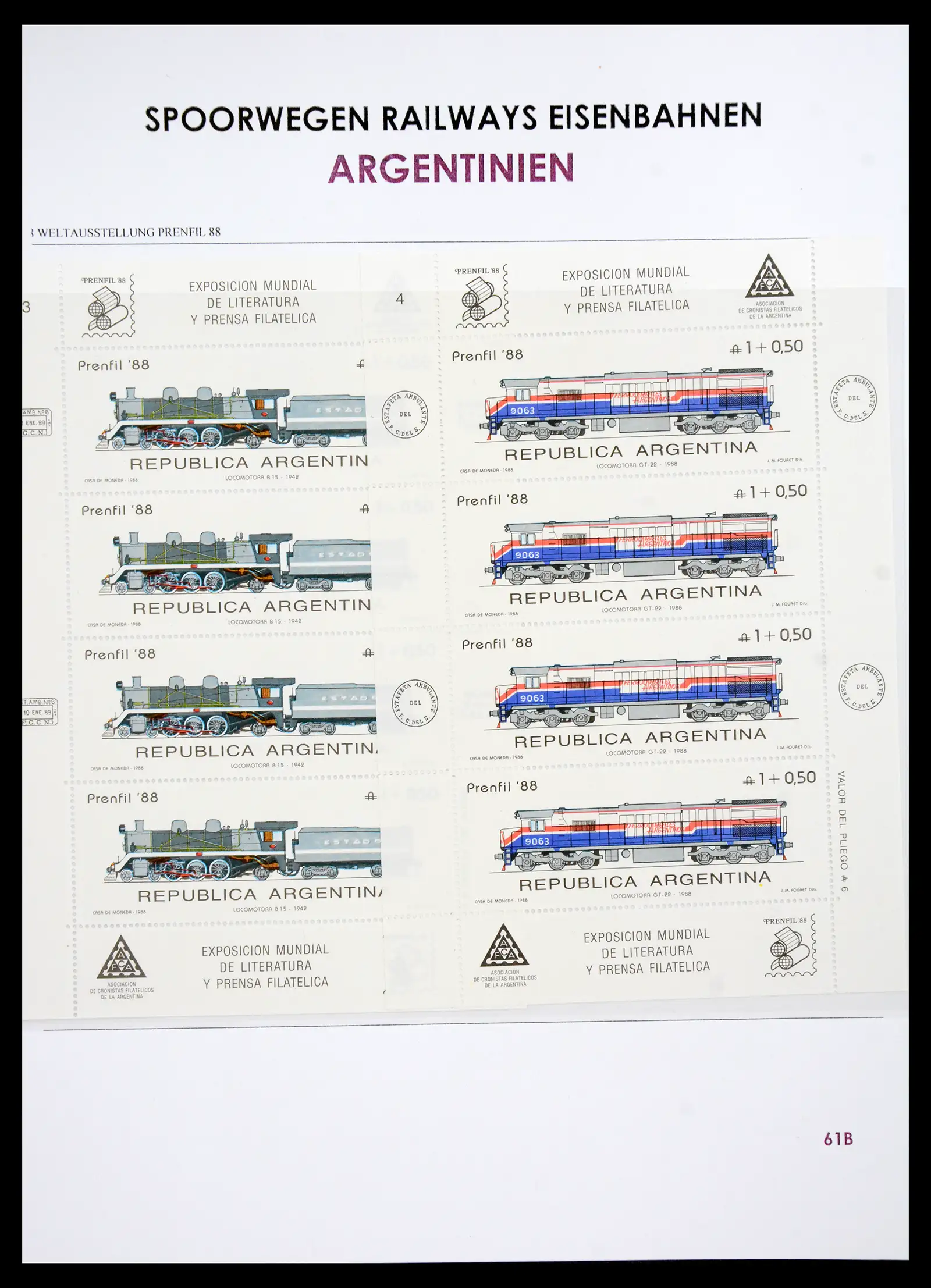 41220 0064 - Postzegelverzameling 41220 Motief treinen supercollectie 1890-1990.