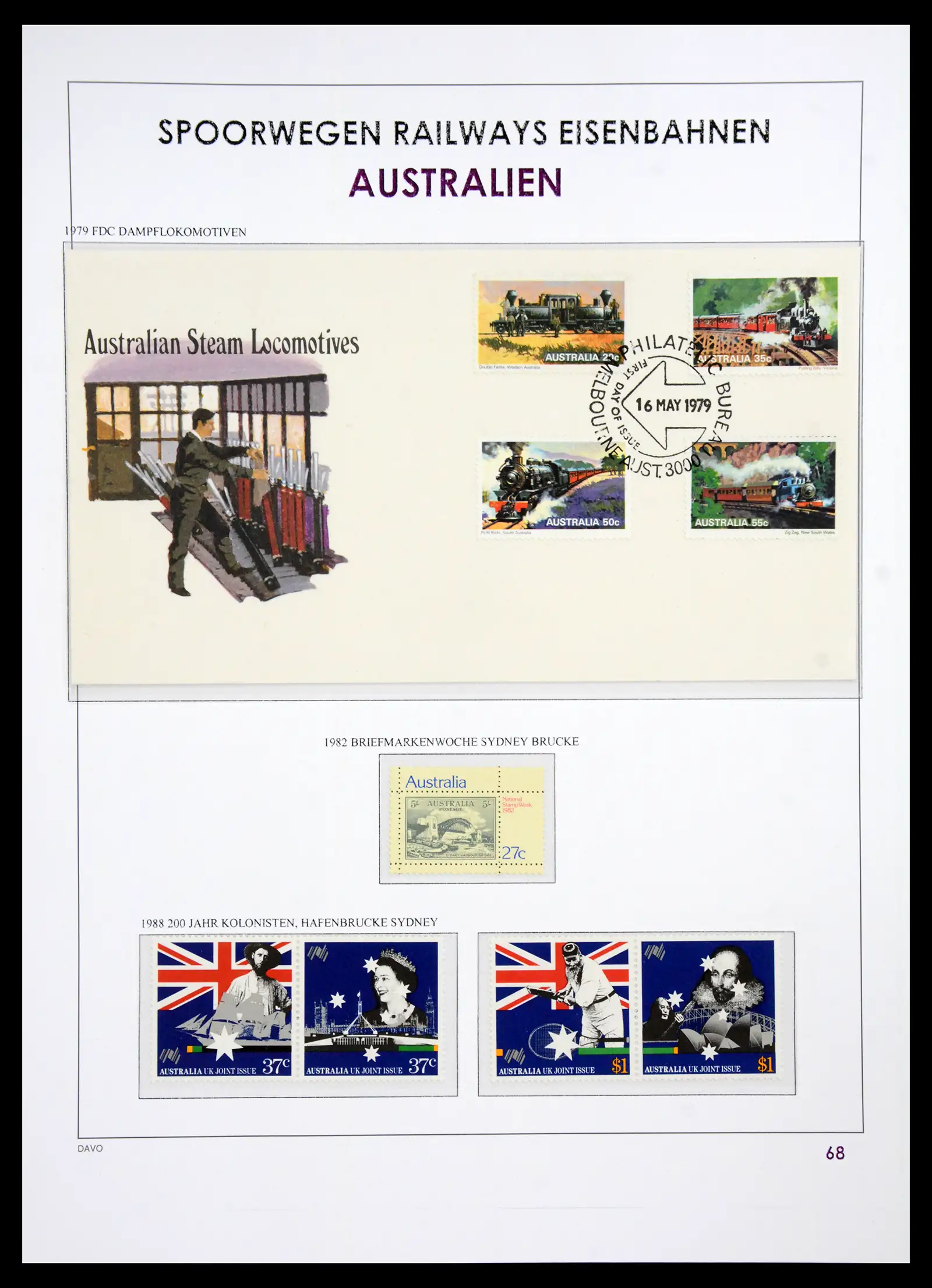 41220 0071 - Postzegelverzameling 41220 Motief treinen supercollectie 1890-1990.