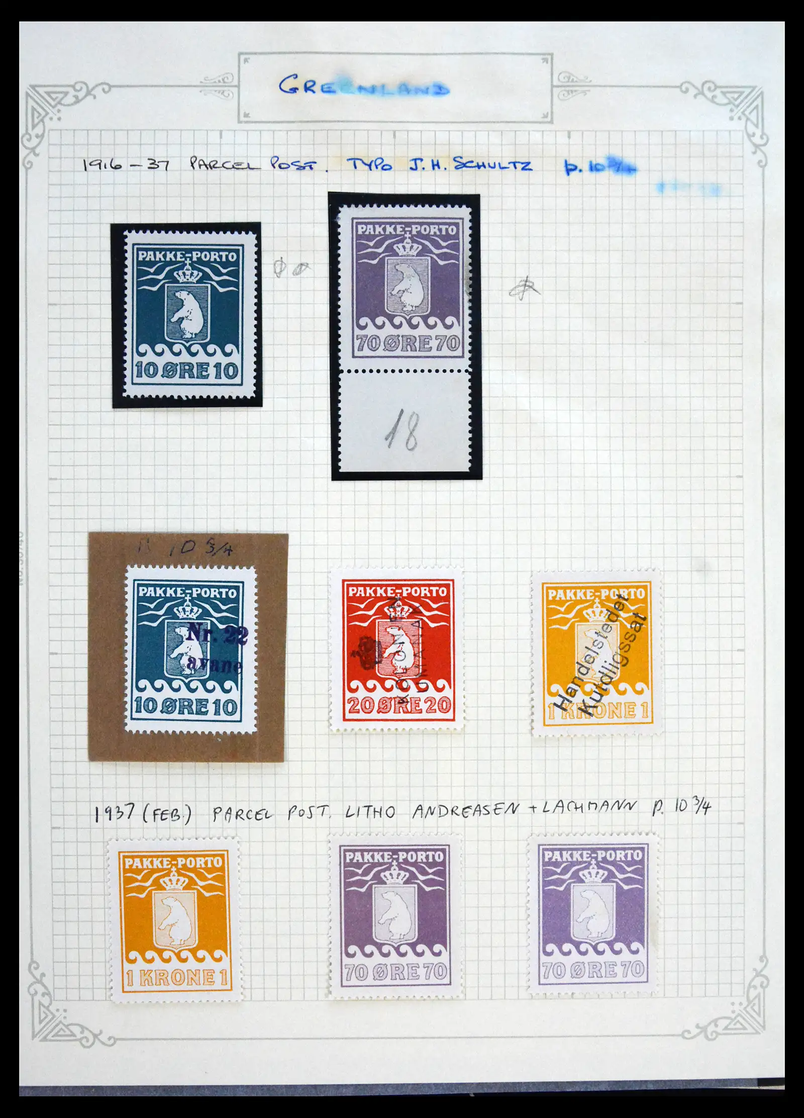 41262 0004 - Stamp collection 41262 Greenland Pakke-Porto 1916-1937.